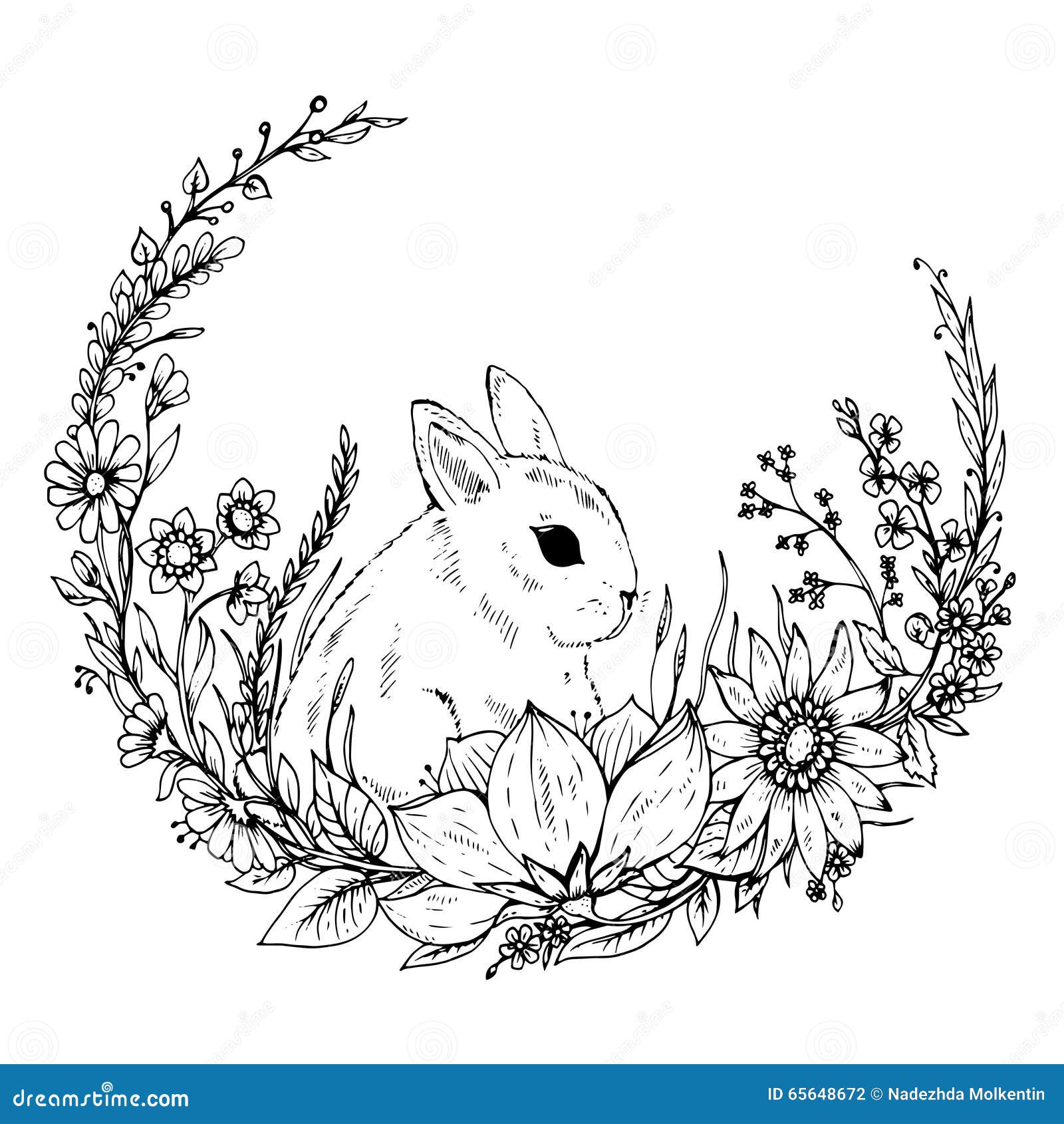 adult coloring book image animal with wreath adult coloring book image animal with wreath