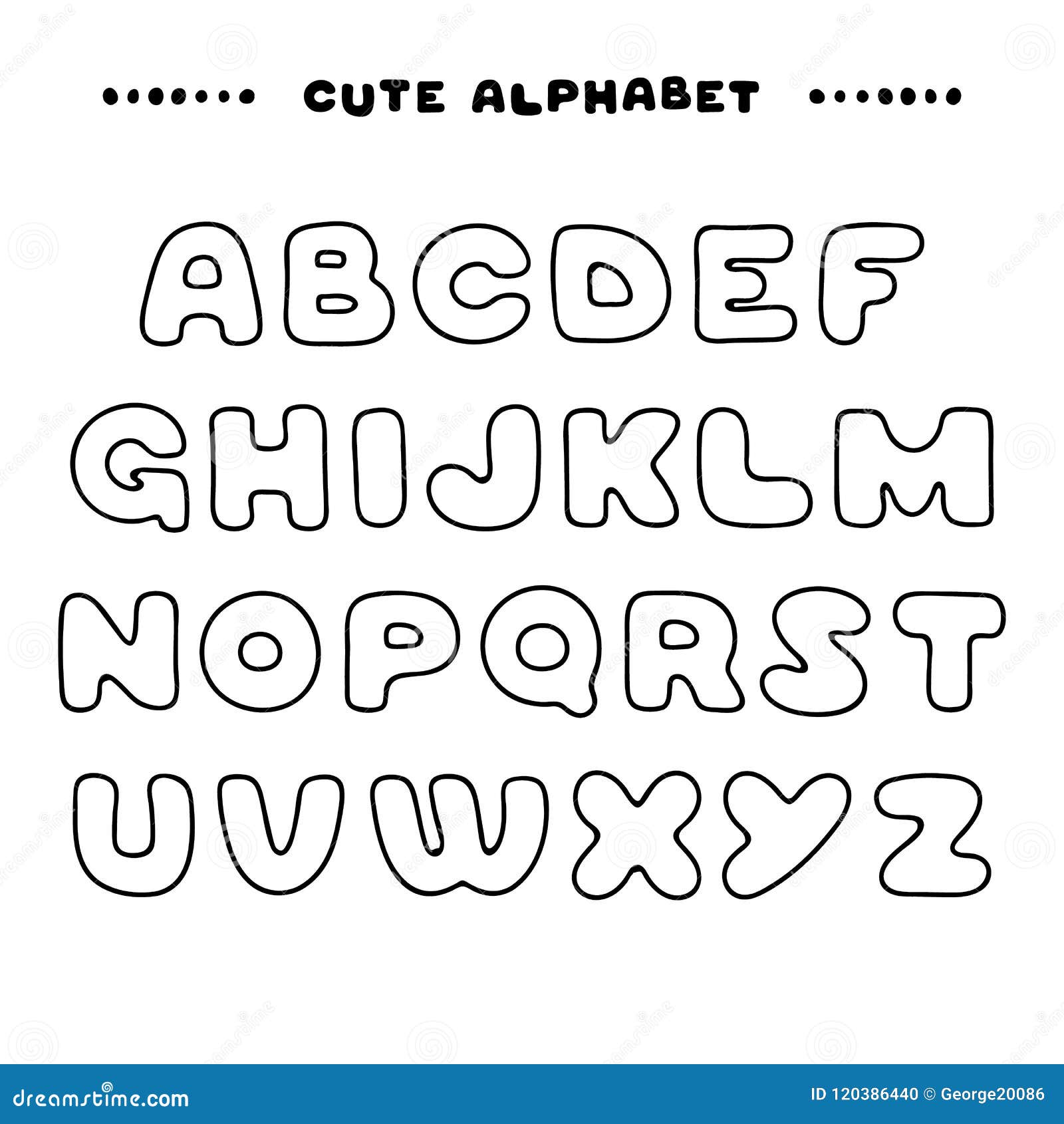 Cute Hand Drawn Uppercase Alphabet. Linear Style ABC Letters Stock ...