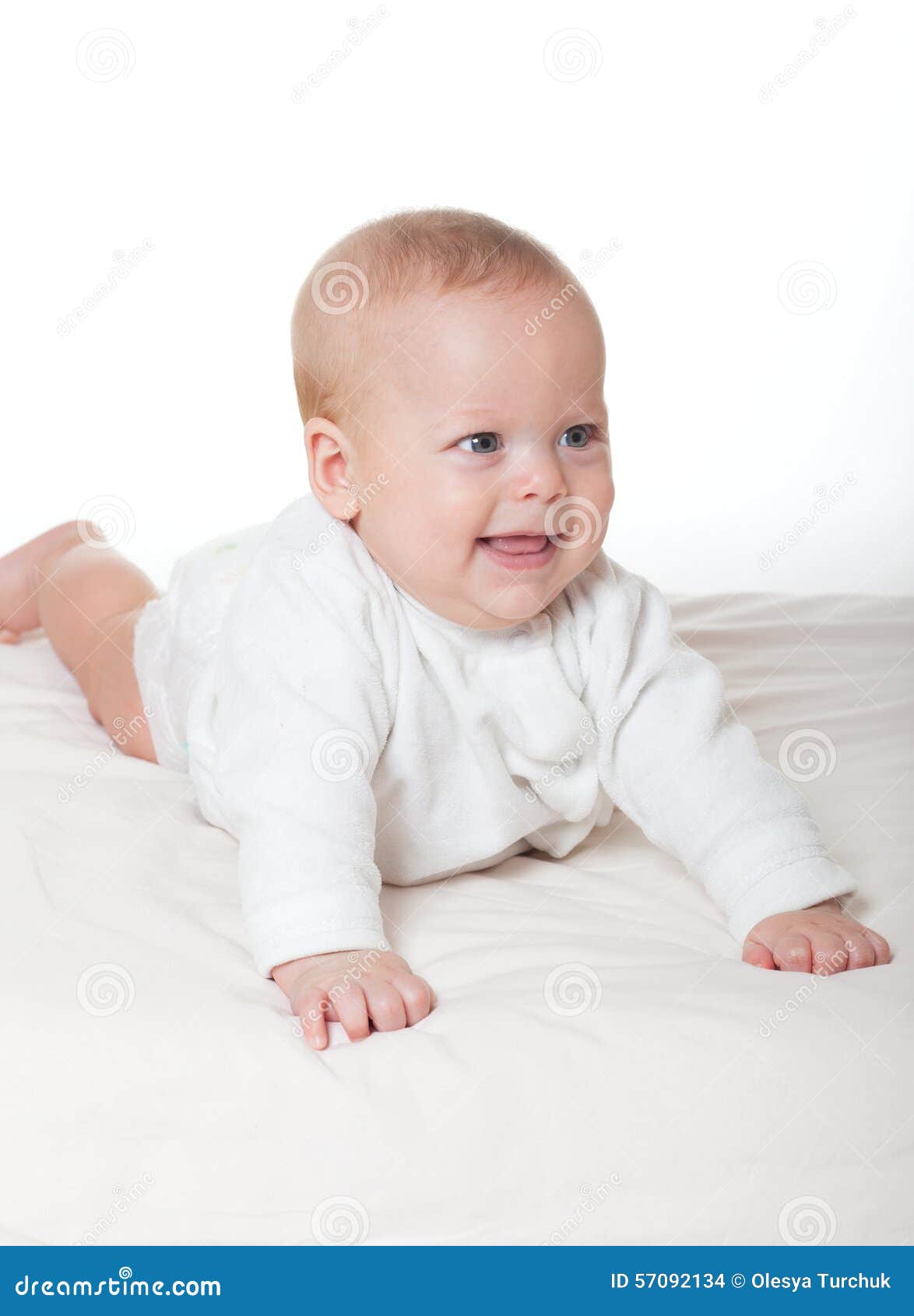 Cute Happy Baby In Diaper Stock Photo Image Of Infant 57092134