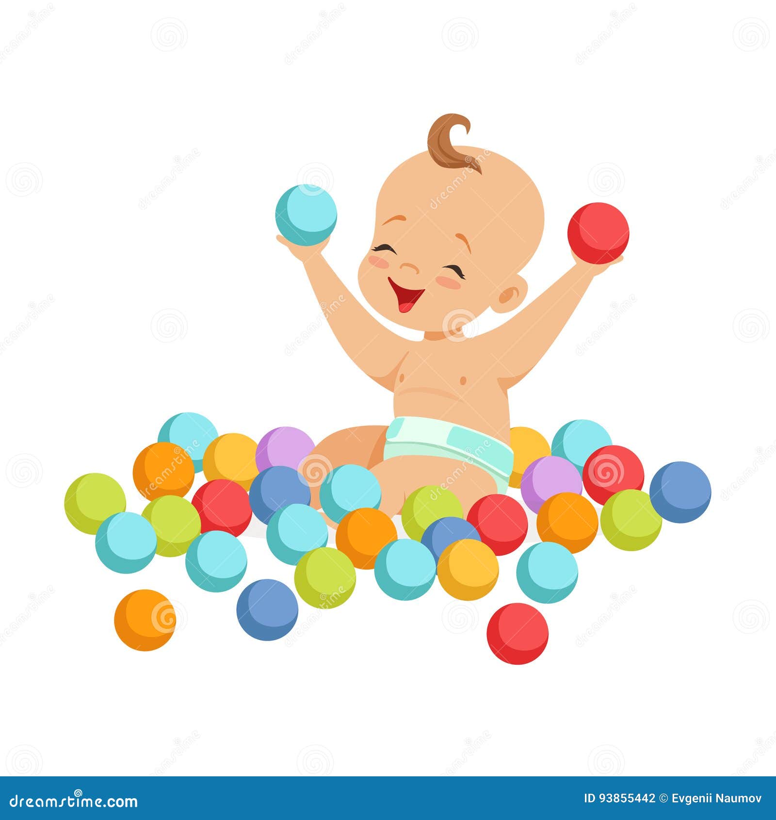 Cute Happy Baby Sitting and Playing with Multicolored Small Balls, Colorful  Cartoon Character Vector Illustration Stock Vector - Illustration of game,  beautiful: 93855442