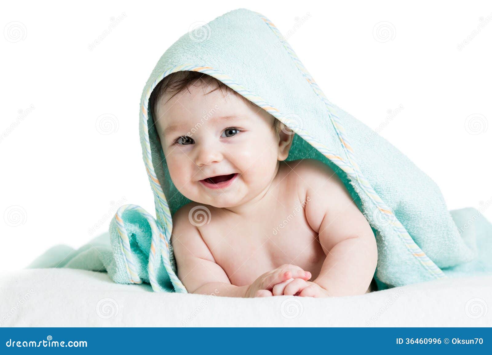 cute happy baby in towel