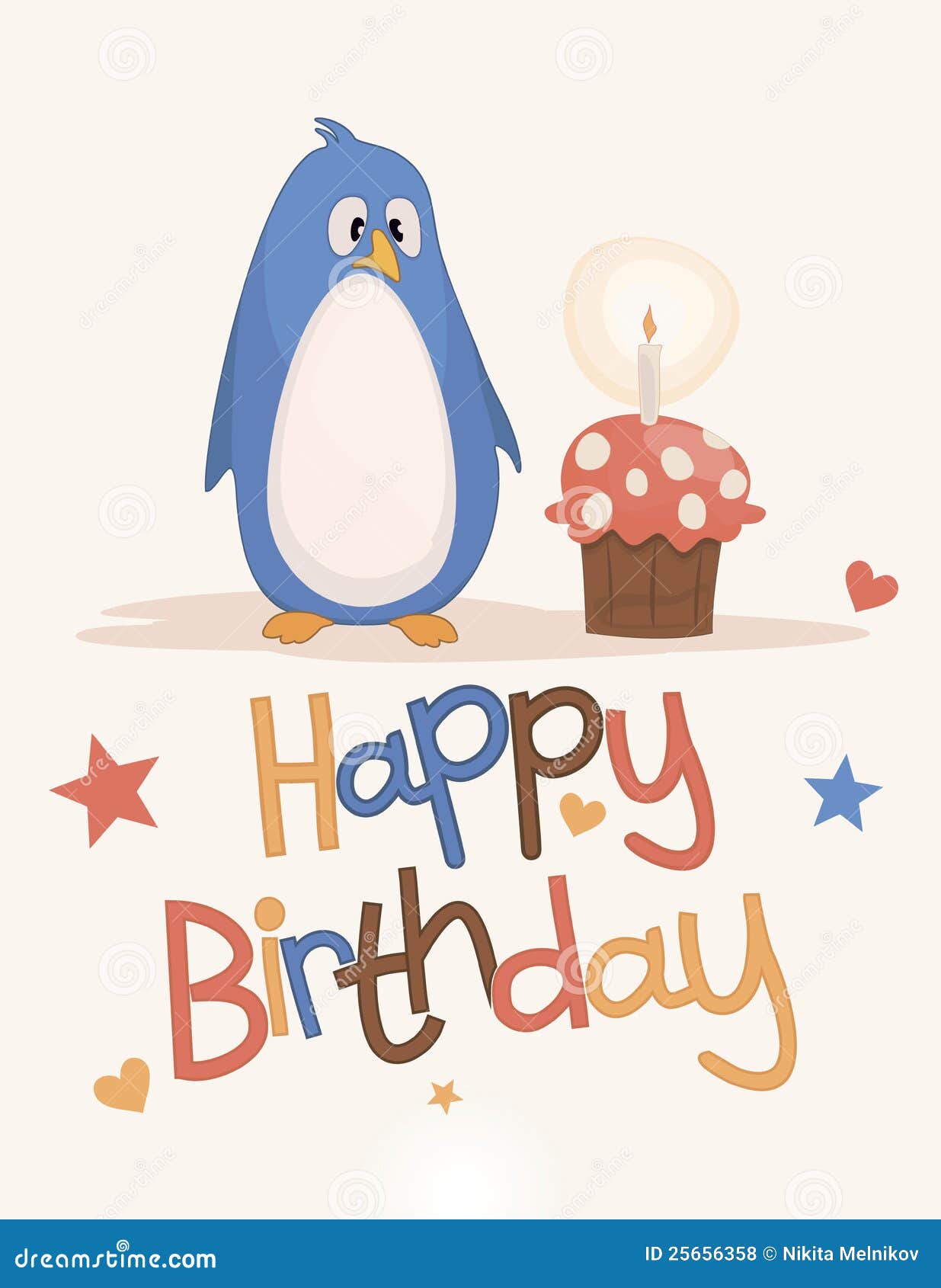 Cute happy birthday card stock vector. Illustration of cold - 25656358