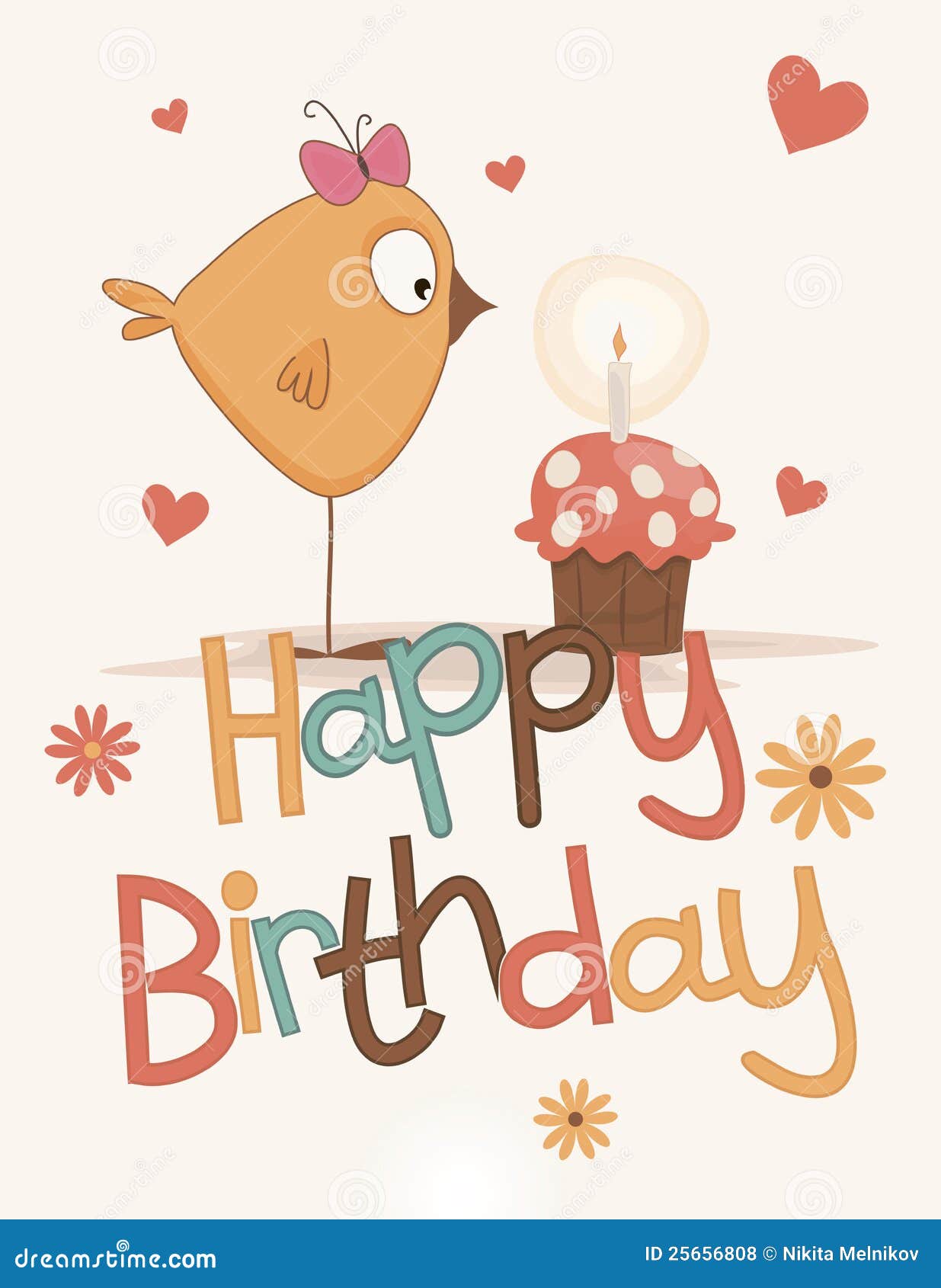  Cute  happy  birthday  card  stock vector Illustration of 