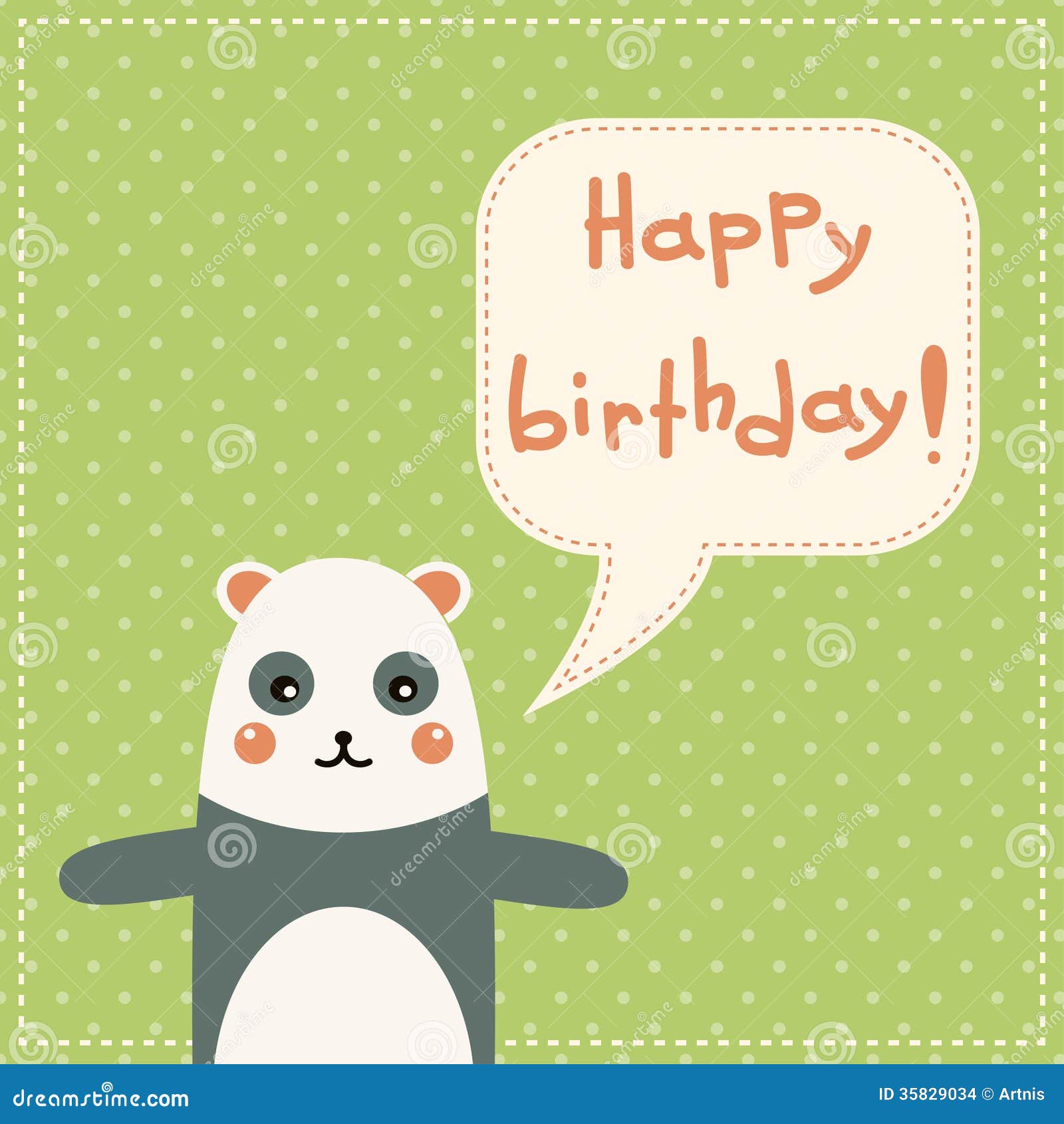 Cute Happy Birthday Card with Fun Panda. Stock Vector - Illustration of  cartoon, decoration: 35829034