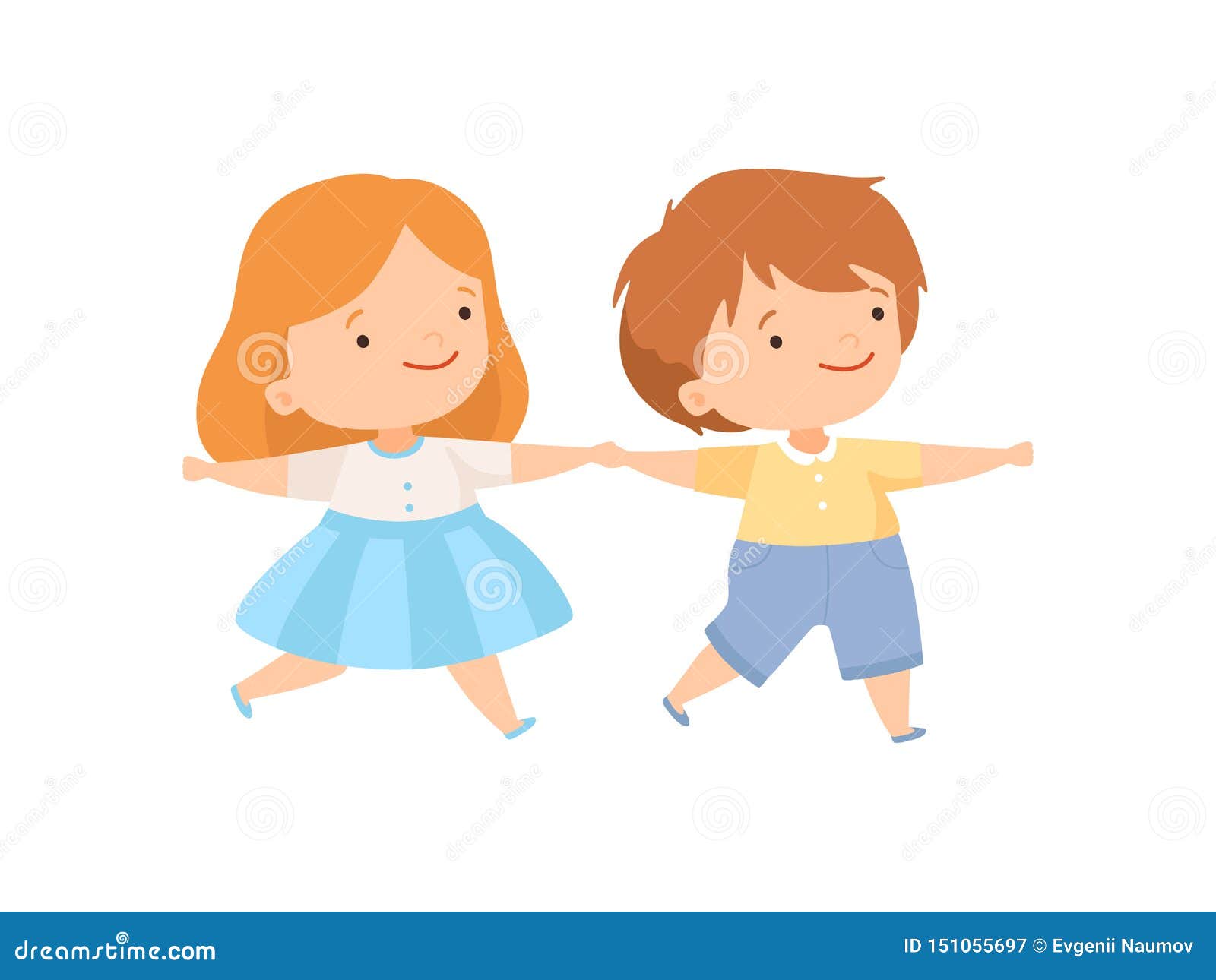 Cute Happy Boy And Girl Holding Hands Couple Of Adorable Kids Having Fun Together Cartoon Vector Illustration Stock Vector Illustration Of Hand Education