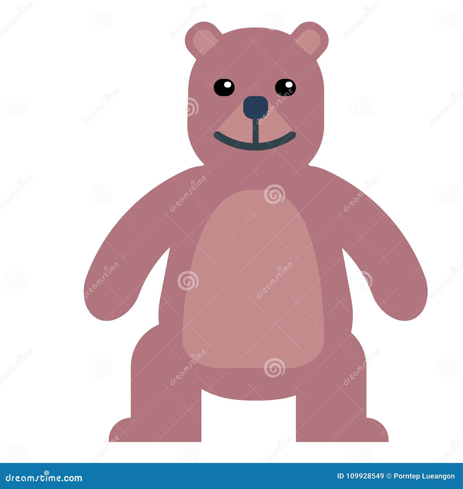 cute happy brown bear standing with  white background