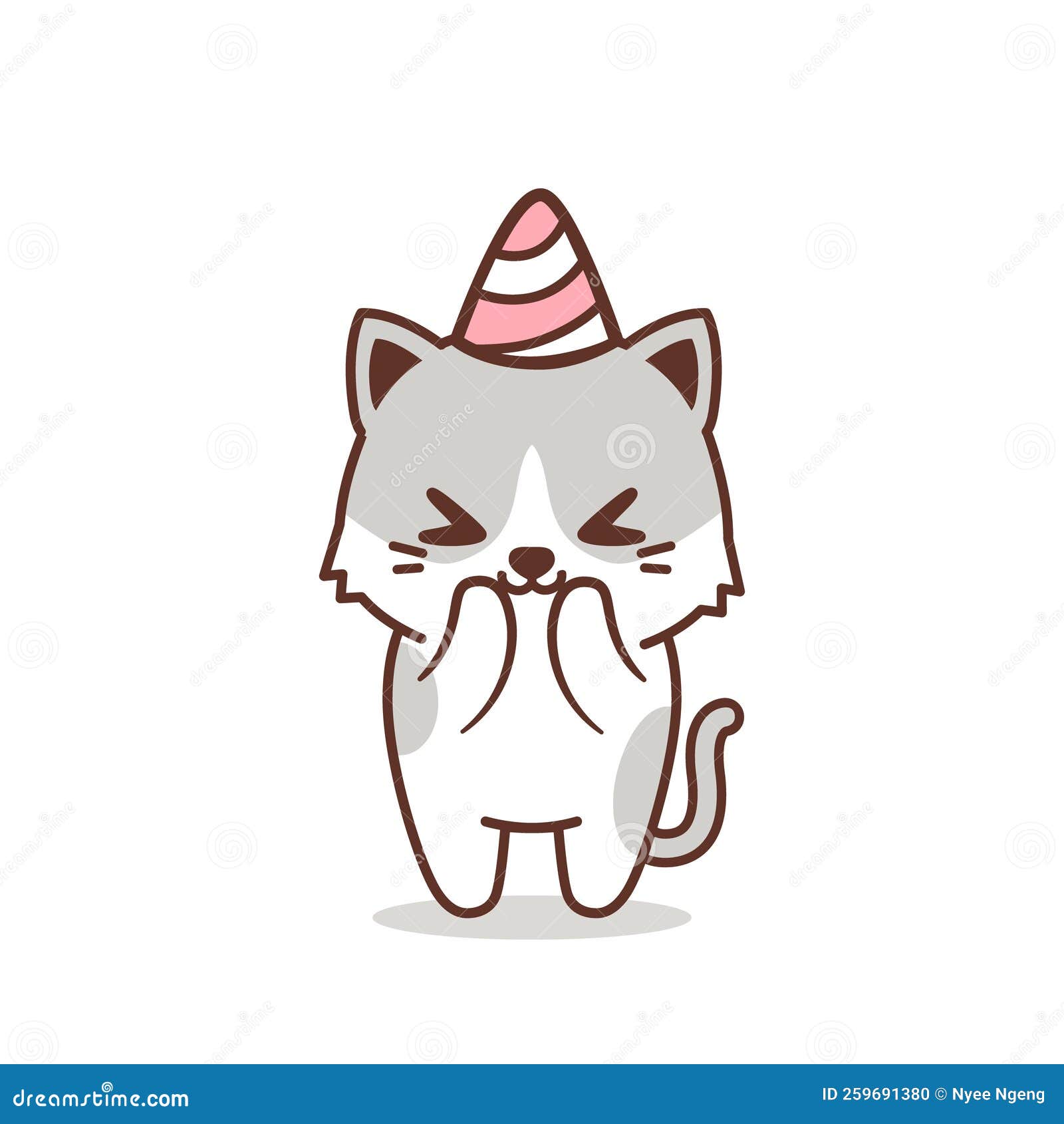 Cute Happy Cat with Birthday Hat Stock Vector Illustration of birth