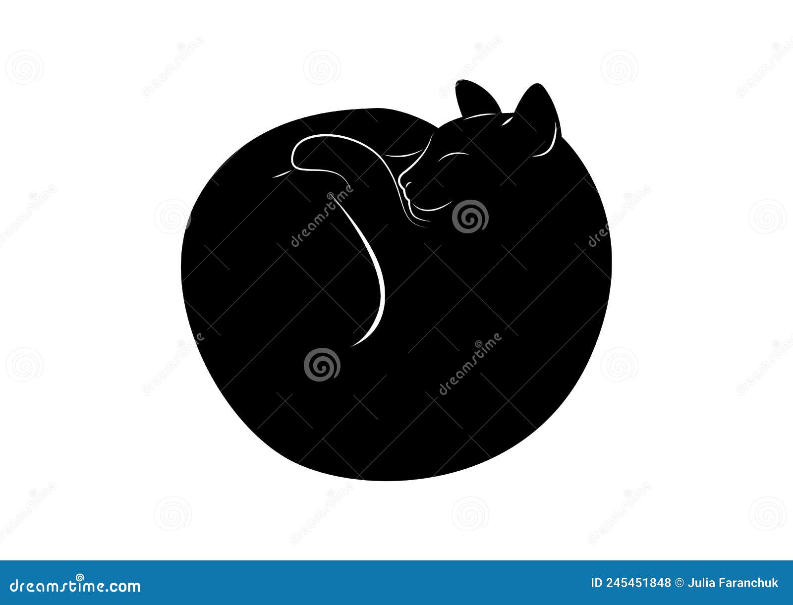 cute happy cat curled up.  