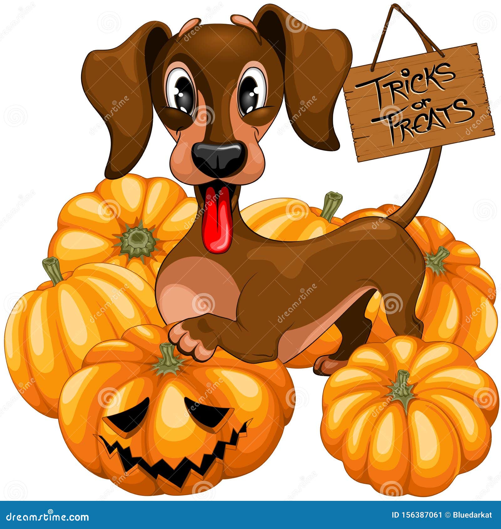 halloween dachshund tricks or treats cute cartoon character  