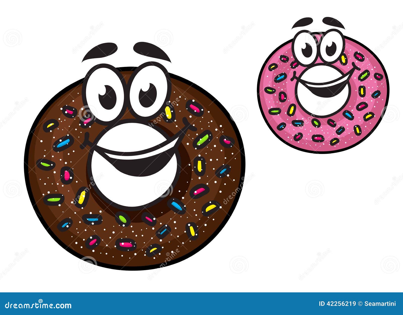 Cute happy doughnuts stock vector. Illustration of cafe - 42256219