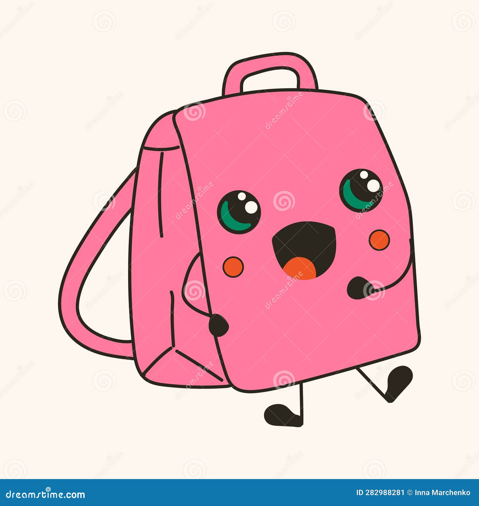 Cute Happy Funny Backpack with Kawaii Eyes. Cartoon Cheerful School ...
