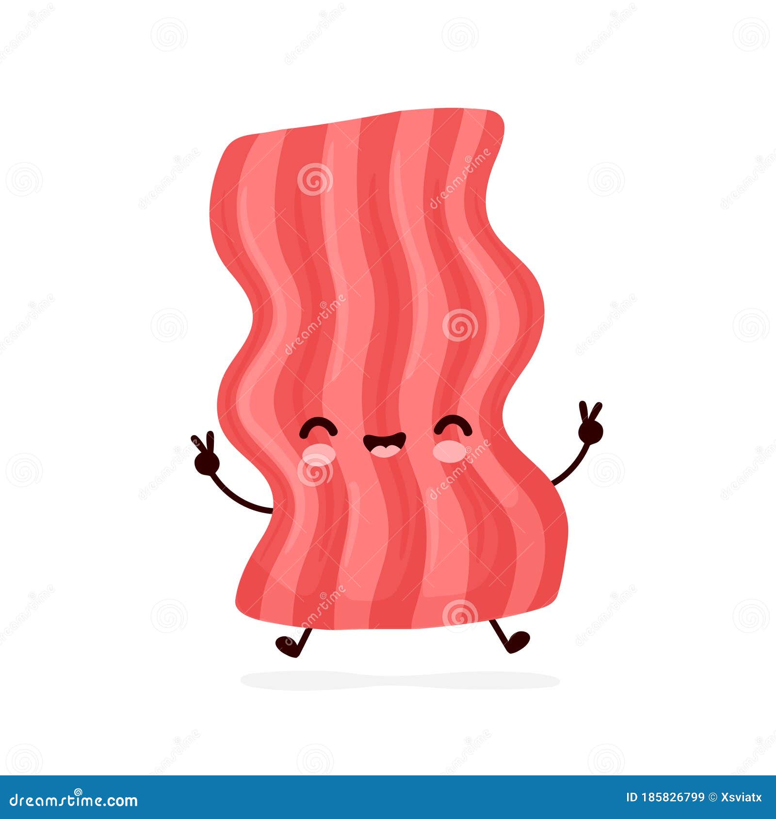 Cute Happy Funny Bacon. Vector Stock Vector Illustration of drawing