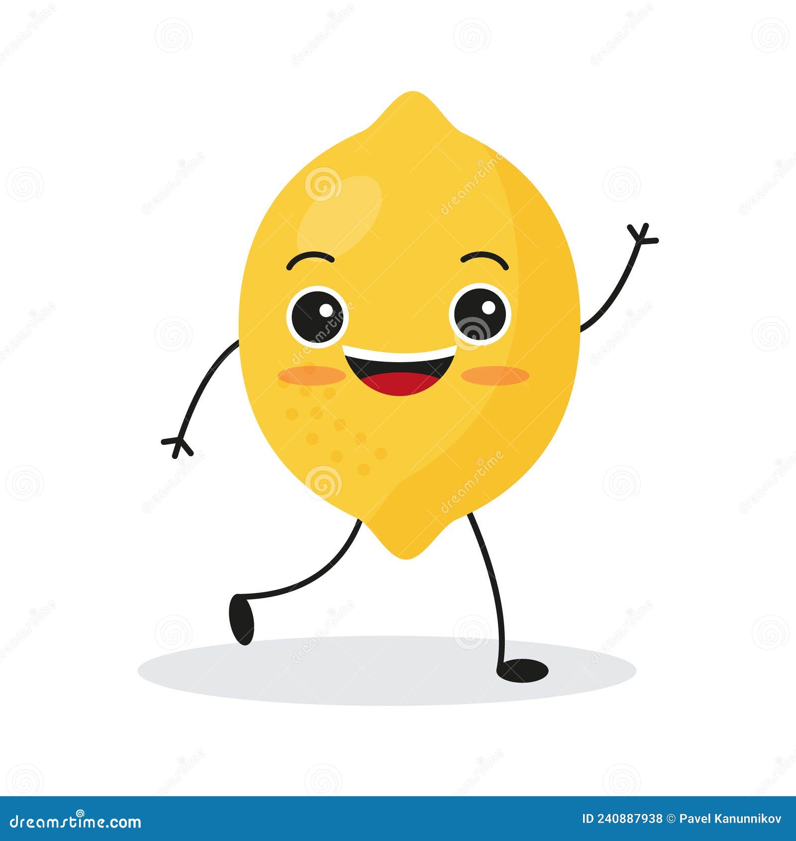 Cute Happy Lemon Character. Funny Fruit Emoticon in Flat Style Stock ...