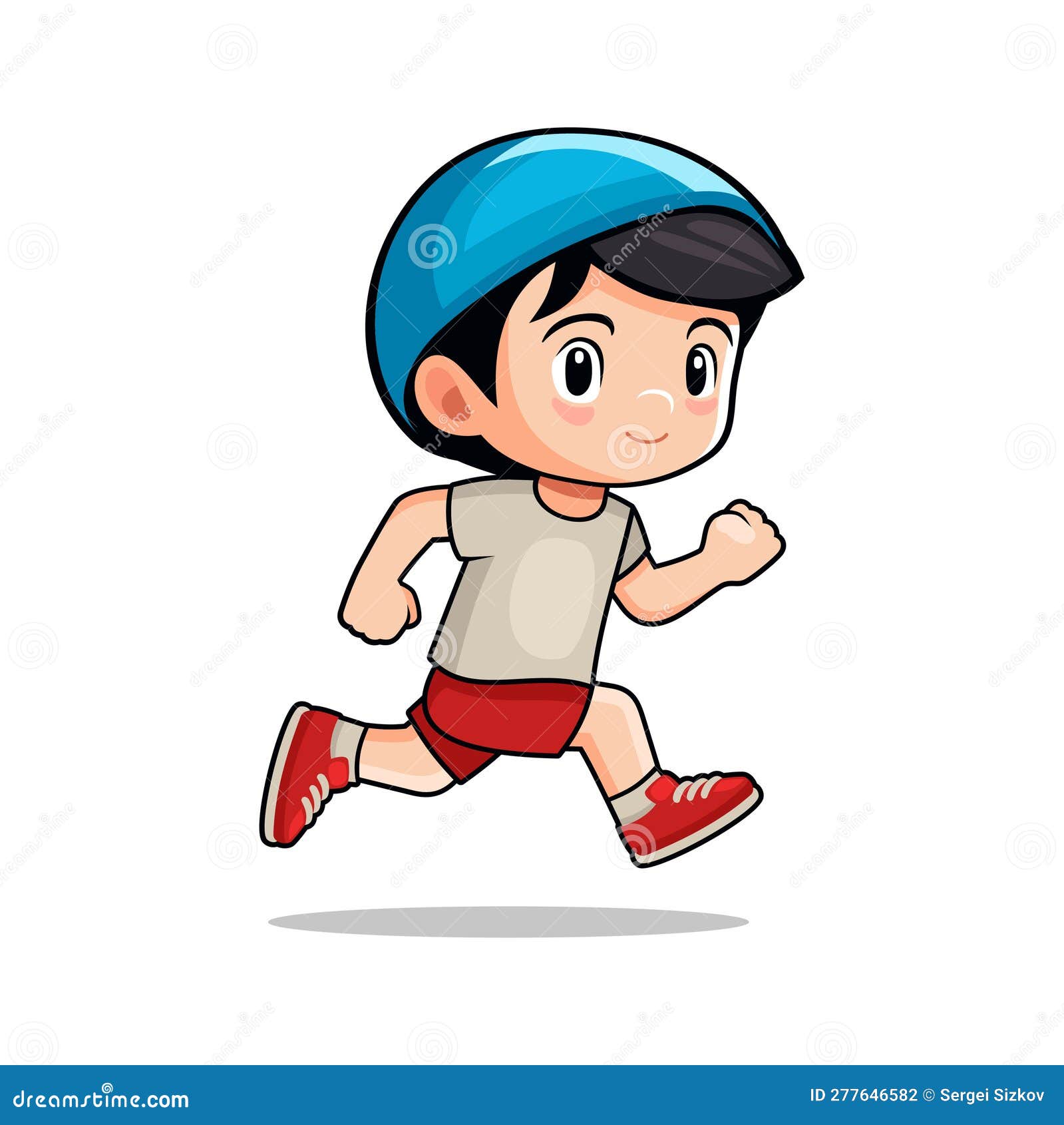 Cute Happy Running Boy on White Background. Cartoon Style Stock Vector ...
