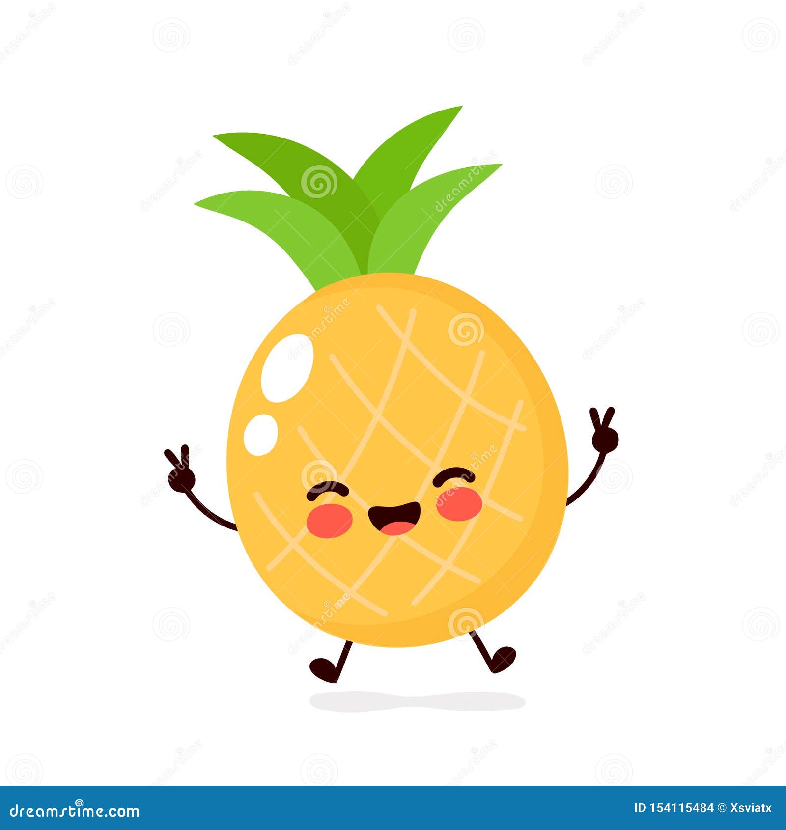 Download Cute Happy Smiling Pineapple Character Stock Vector Illustration Of Organic Mouth 154115484
