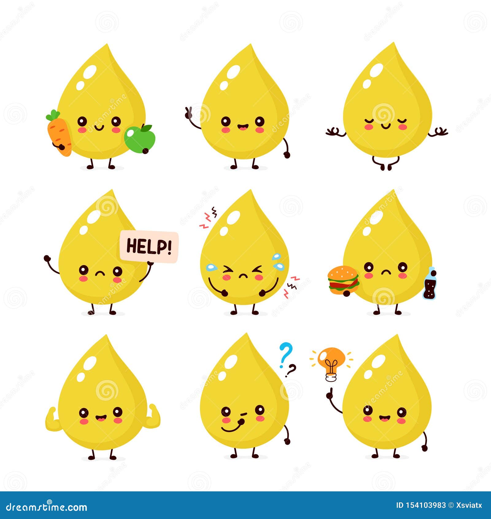 cute happy smiling urine drop character