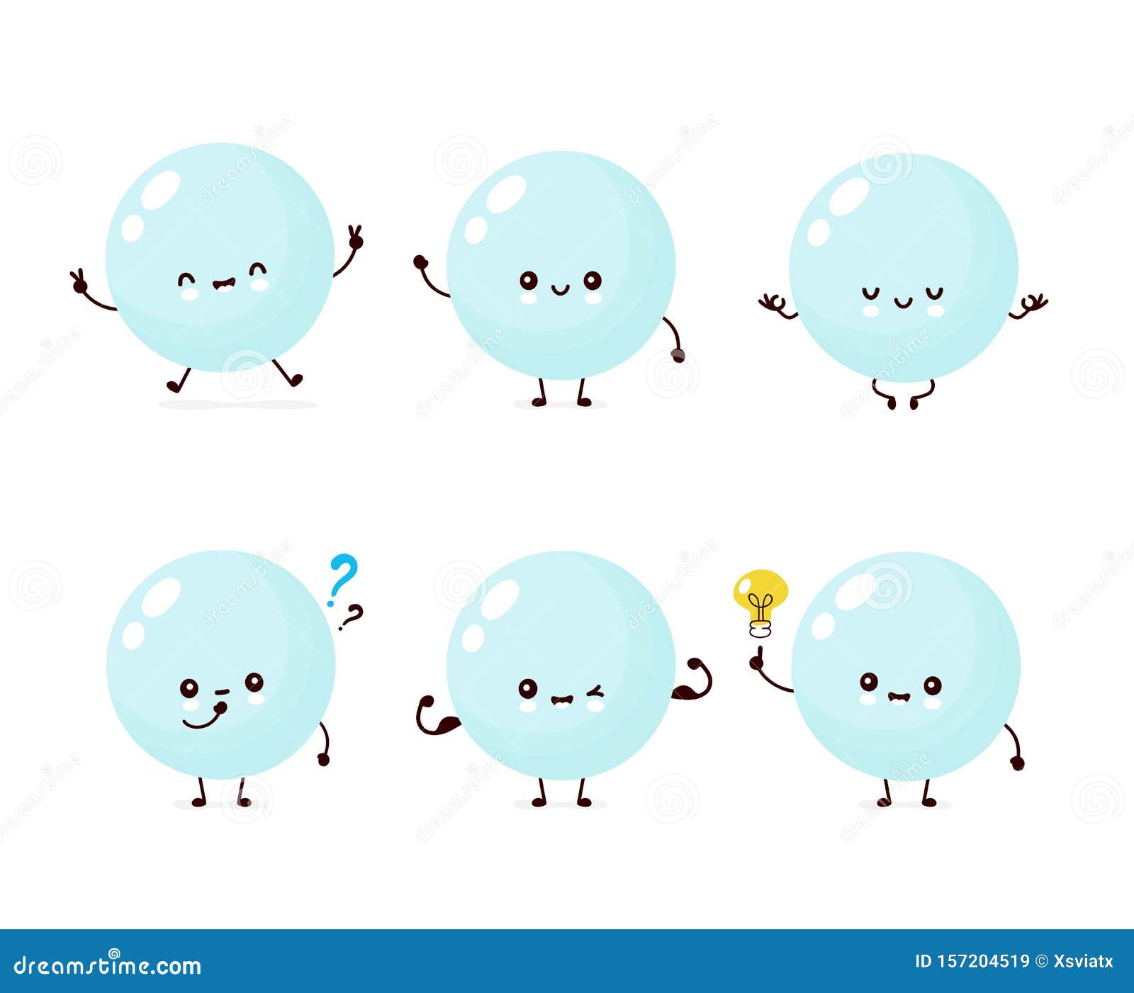 Cute Happy Soap Bubble Set Collection Stock Vector - Illustration of  cheerful, idea: 157204519