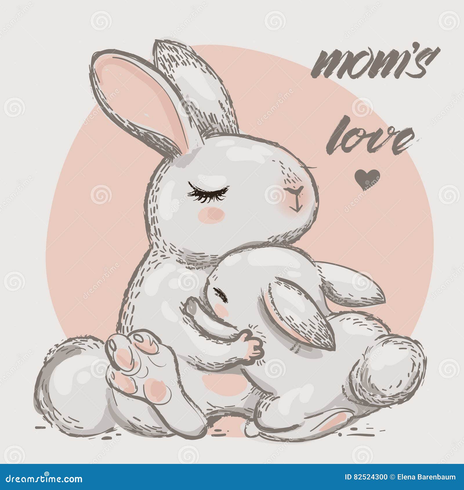cute hares - mom and kid