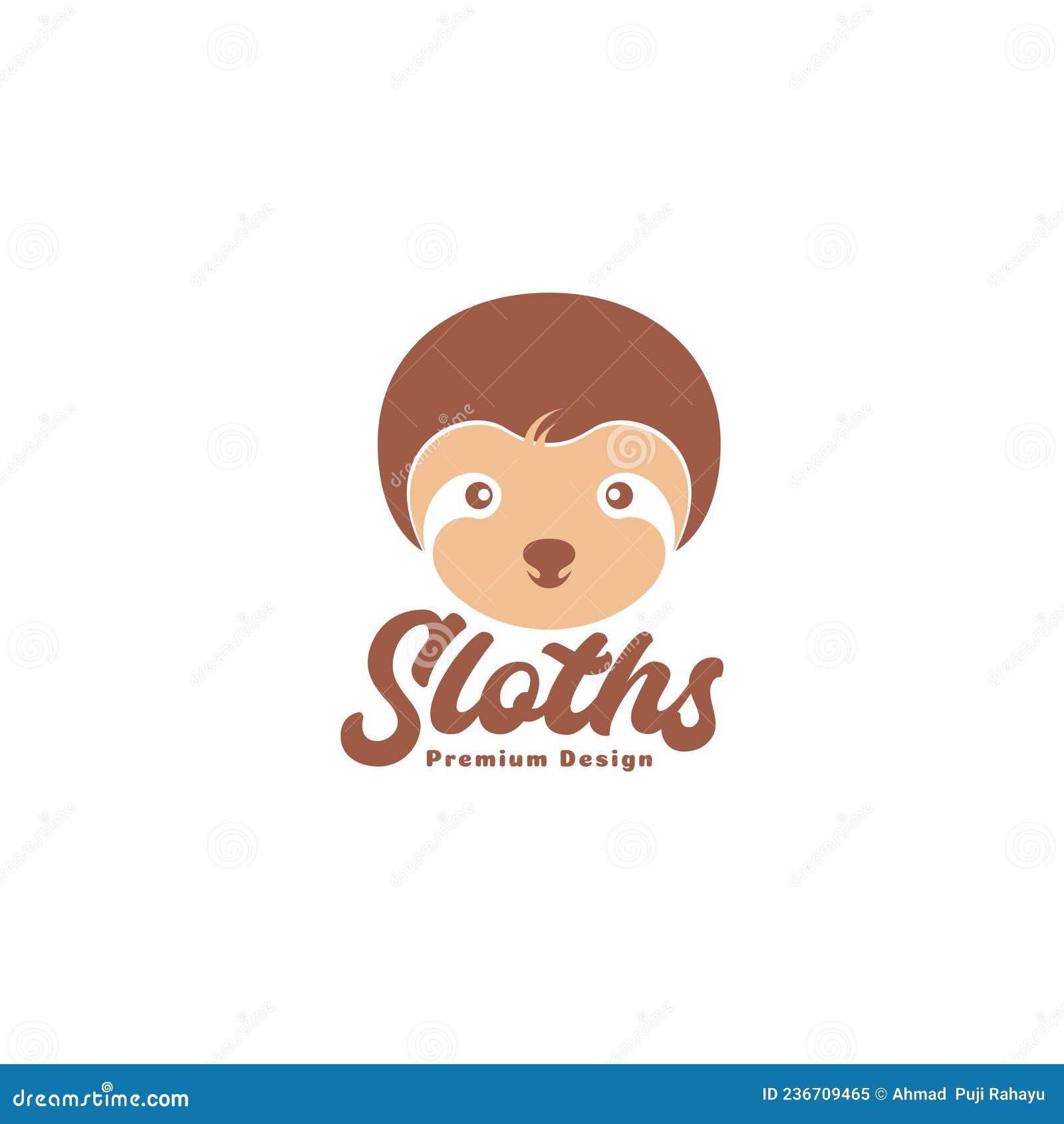 cute head face animal sloth logo  icon  graphic   idea creative