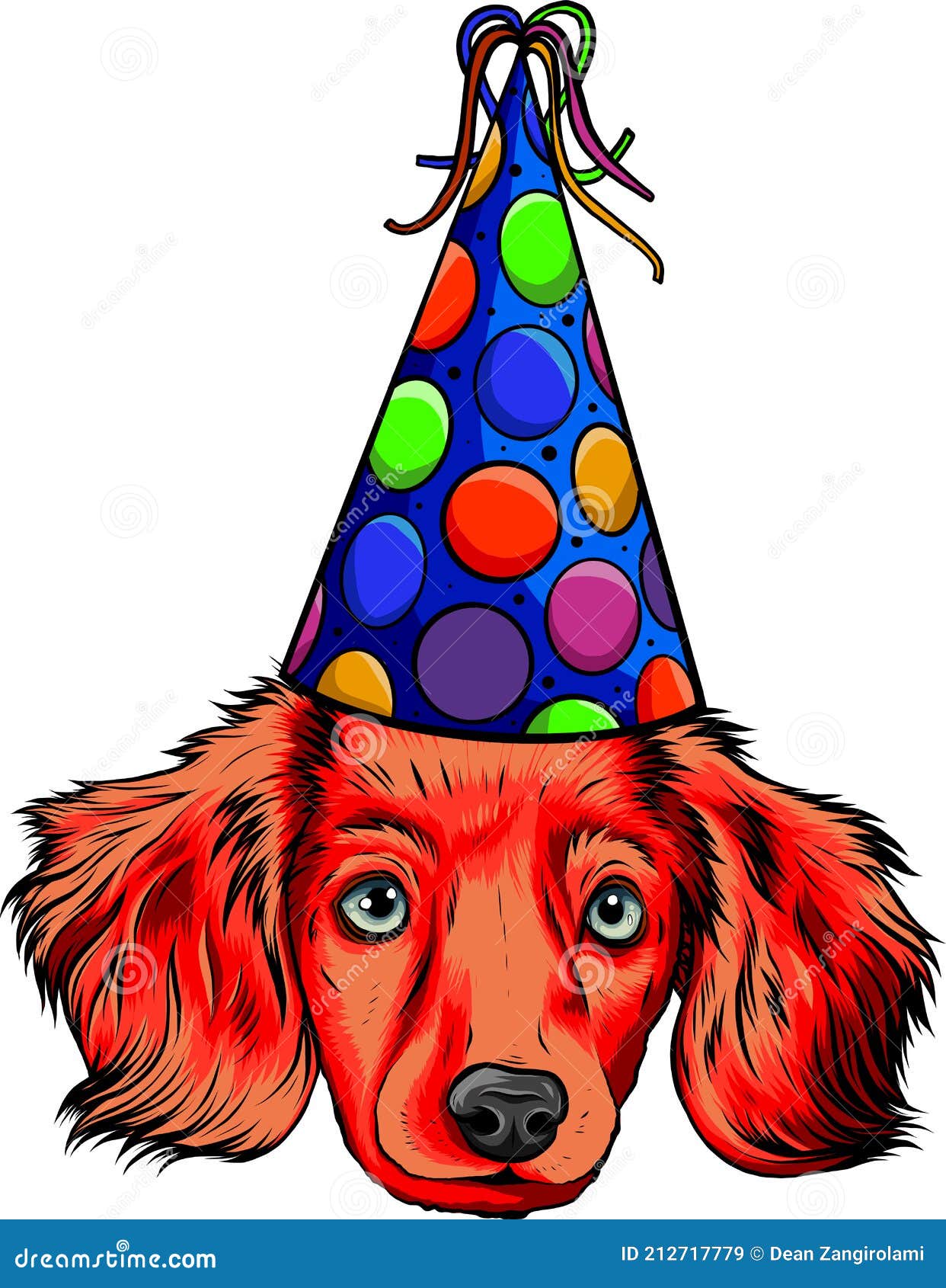 A Cute Head Puppy with Party Hat Stock Vector Illustration of canine
