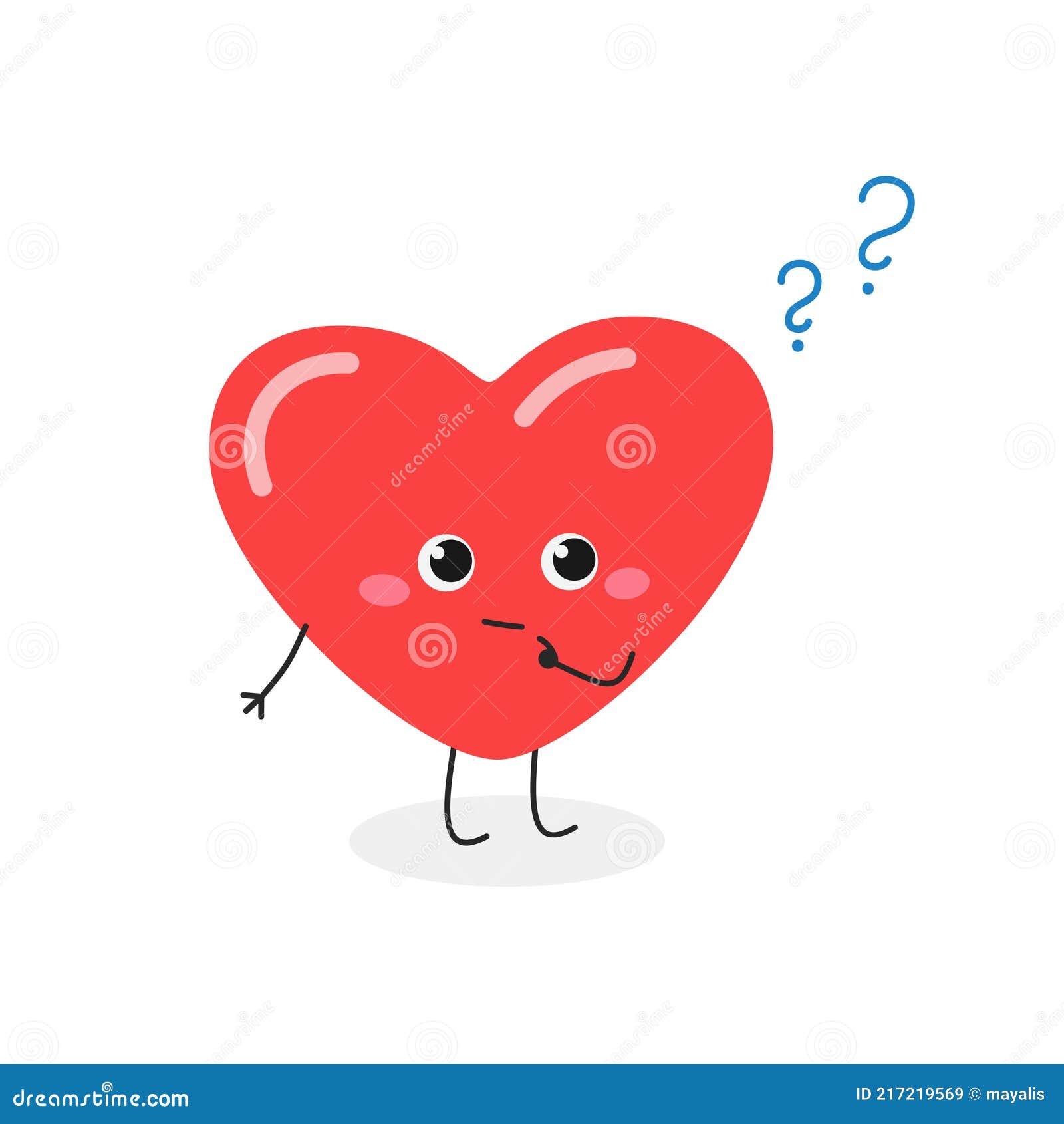 Cute Heart Cartoon Character with Question Mark Stock Vector - Illustration  of test, emoji: 217219569