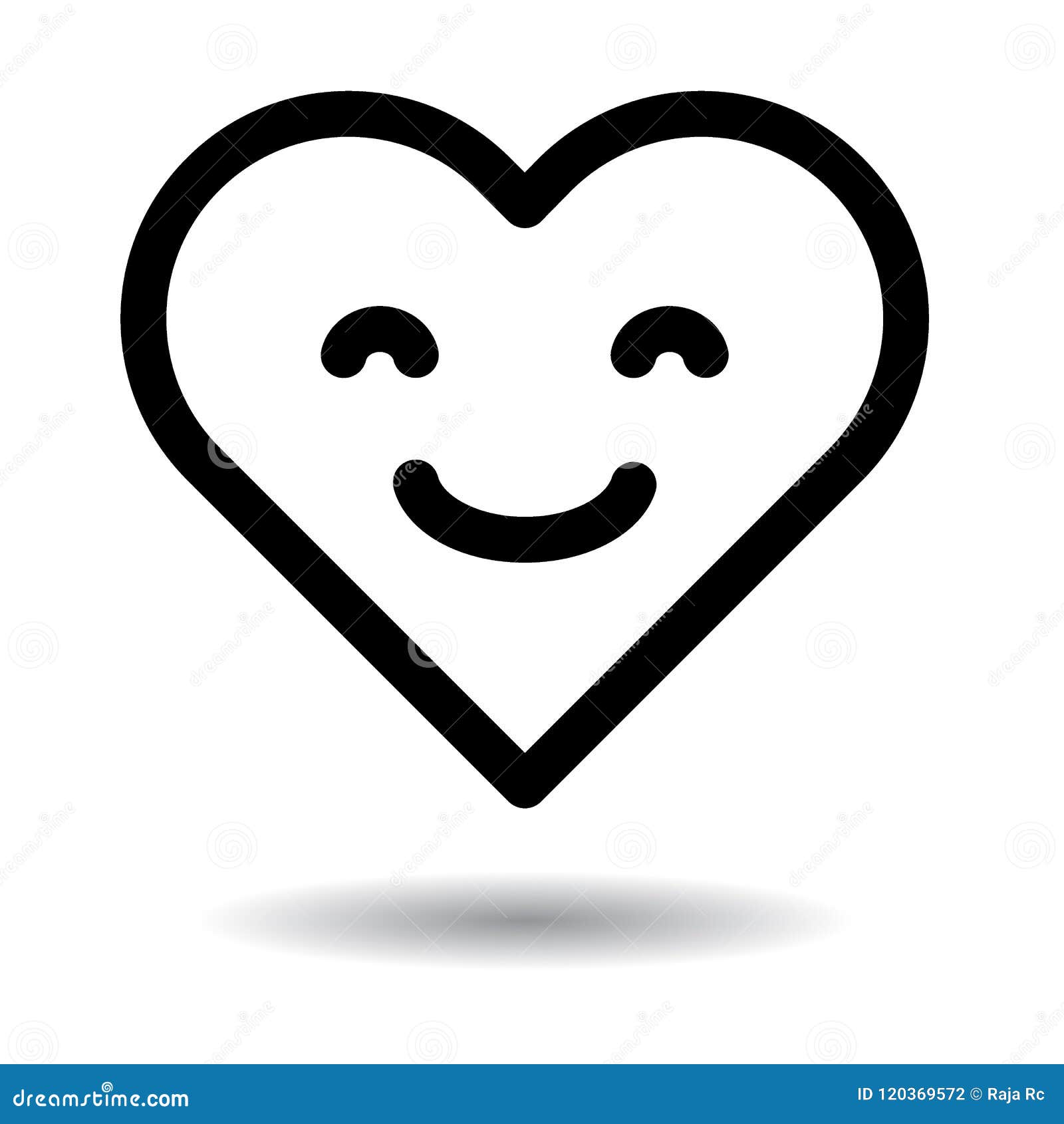 Cute Heart Emoji Black and White Stock Vector - Illustration of feeling