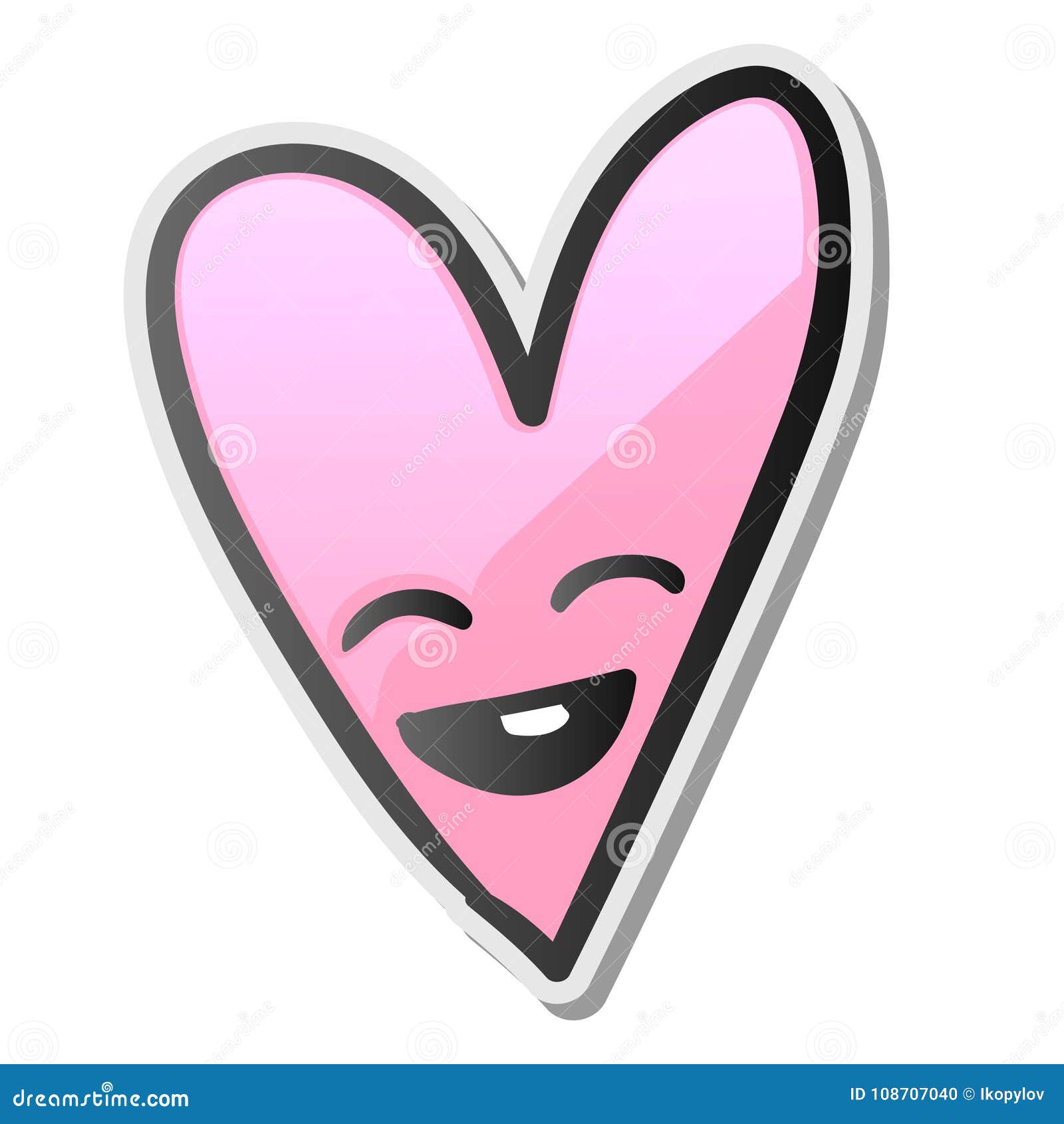 Cute social media Emoji smiling face with heart-eyes on pink background -  stock illustration