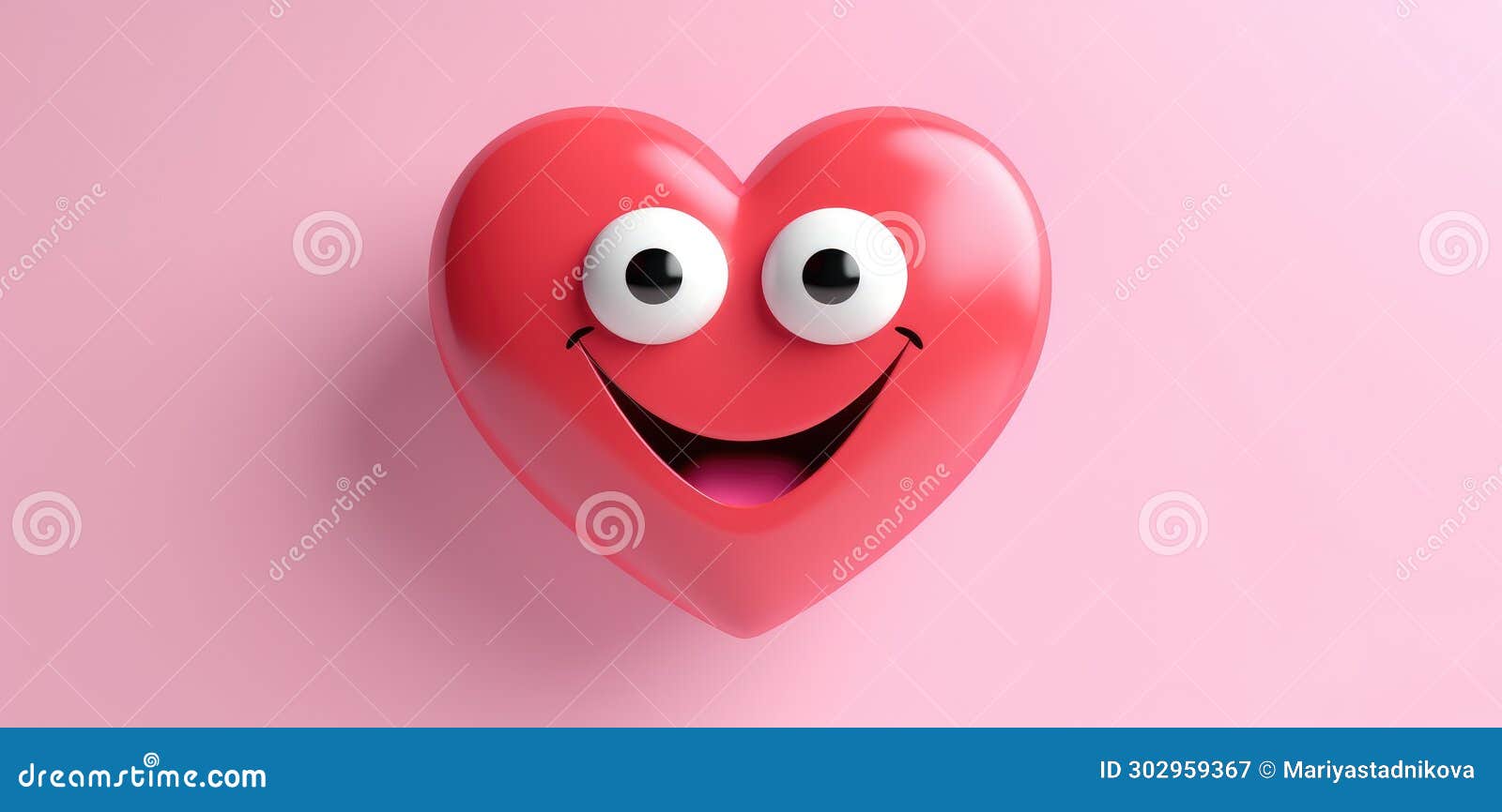 cute heart on a one tone background with emotion. cartoon heart with big realistic eyes. pink shades