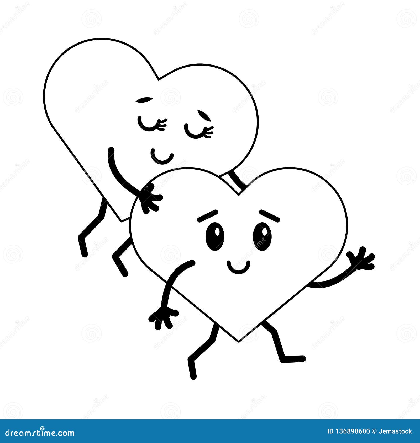 Cute Hearts in Love Cartoons Stock Vector - Illustration of decoration,  eyes: 136898600