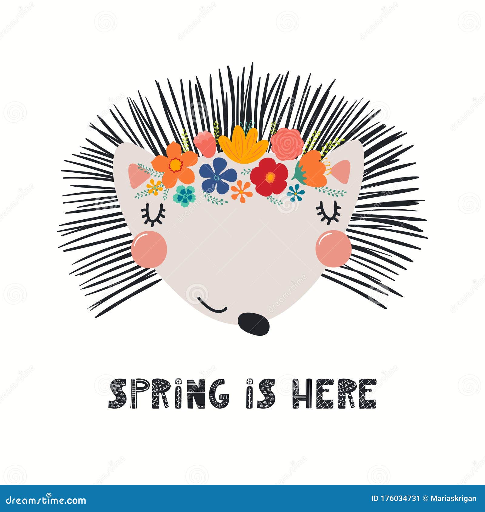 Download Cute Hedgehog In A Flower Crown Stock Vector ...