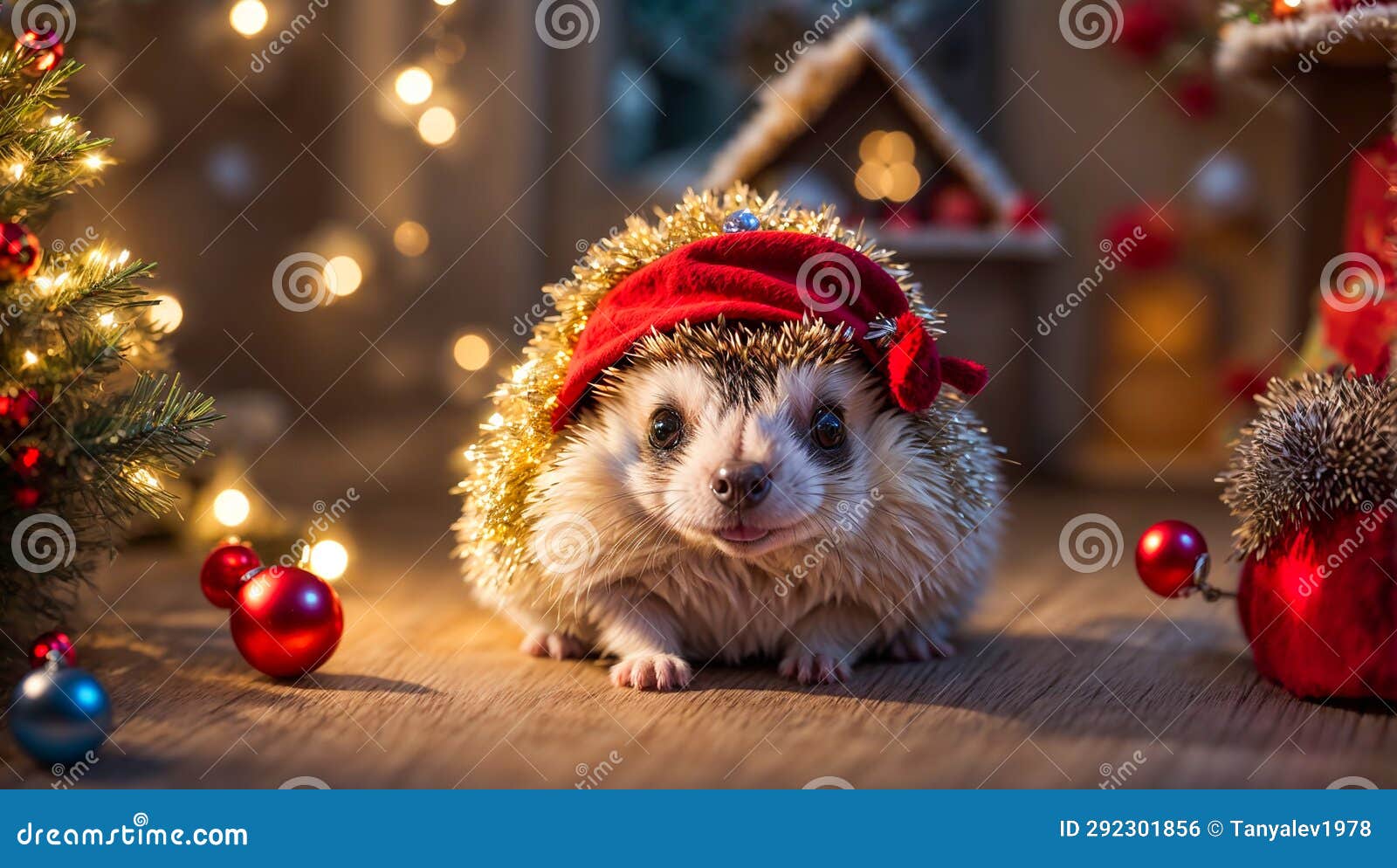 Cute Hedgehog in a Santa Hat Stock Illustration - Illustration of