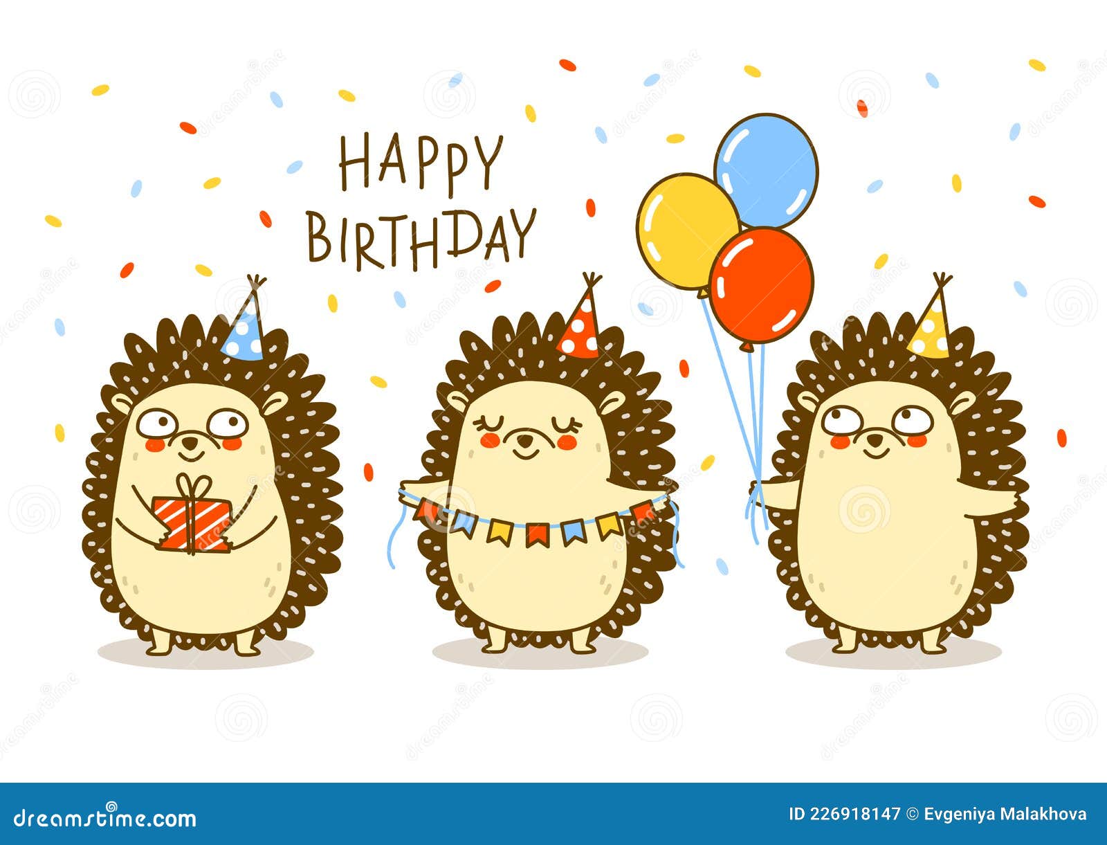 Cute Hedgehogs Border Solated on White - Cartoon Characters for Your Happy  Birthday Design Stock Vector - Illustration of cute, surprise: 226918147