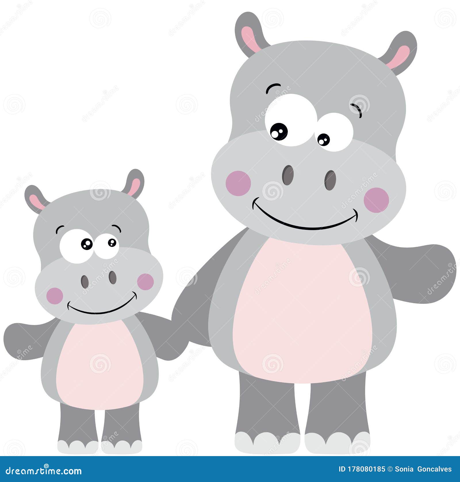 Download Cute hippo and baby hippo stock vector. Illustration of ...