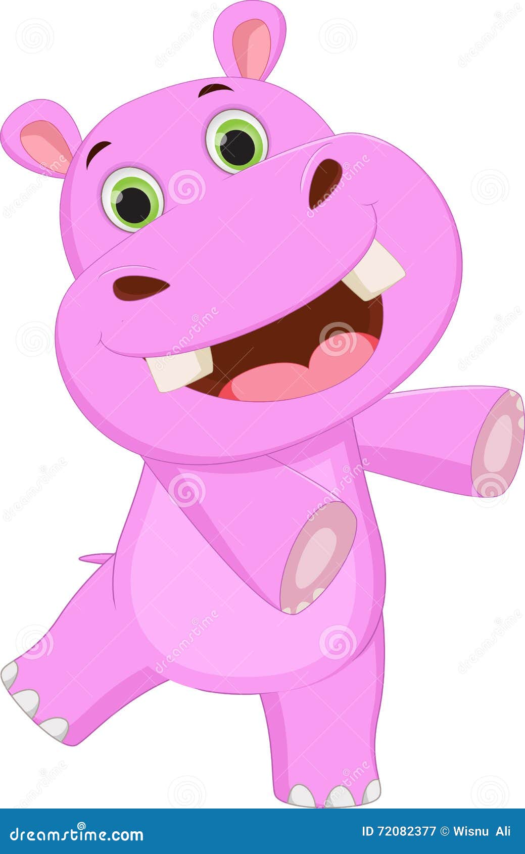 Cute hippo cartoon waving stock vector. Illustration of cartoon 72082377