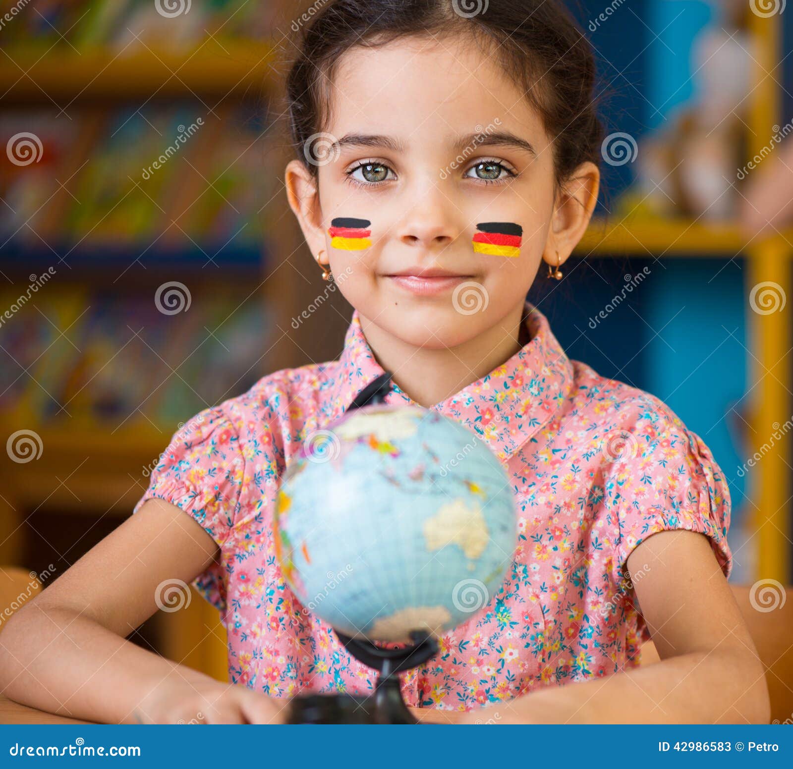 Cute Hispanic Girl Learn Geography Stock Photo Image 42986583
