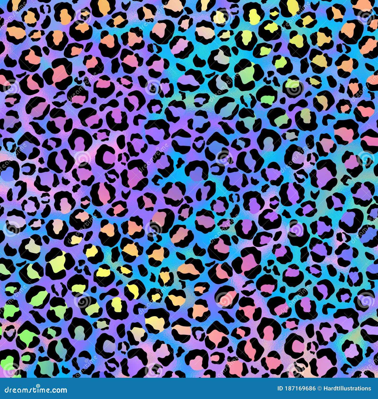 Holographic Leopard Print on Gradient Background Stock Illustration ...