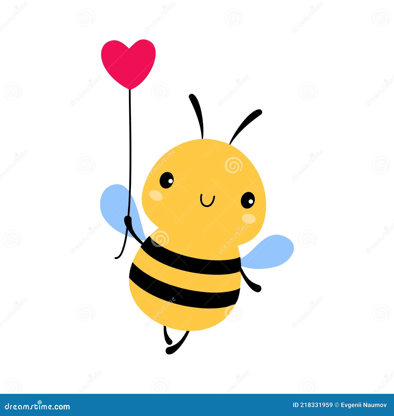 Bee with heart character cartoon Stock Vector