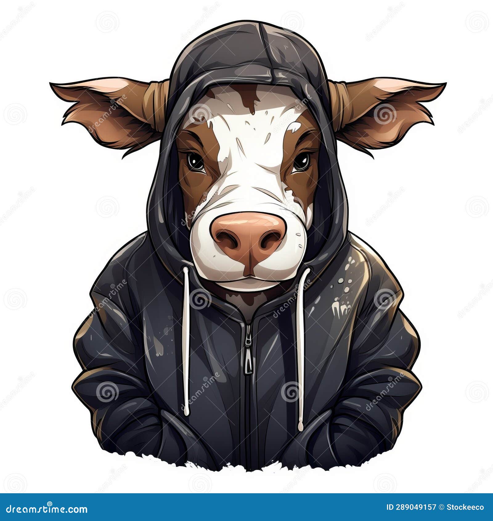 cheeky cow in a hoodie: realistic and charming 