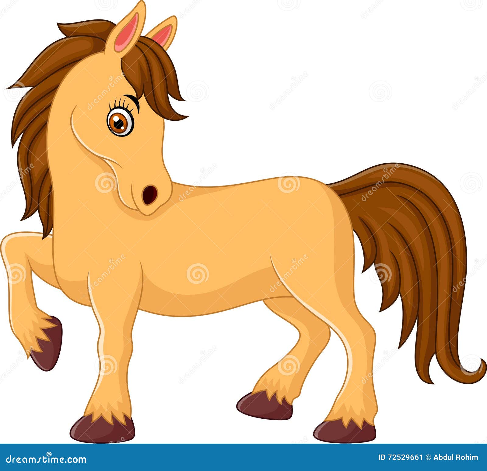 Cute Horse Cartoon Isolated on White Background Stock Vector - Illustration  of eyes, mane: 72529661
