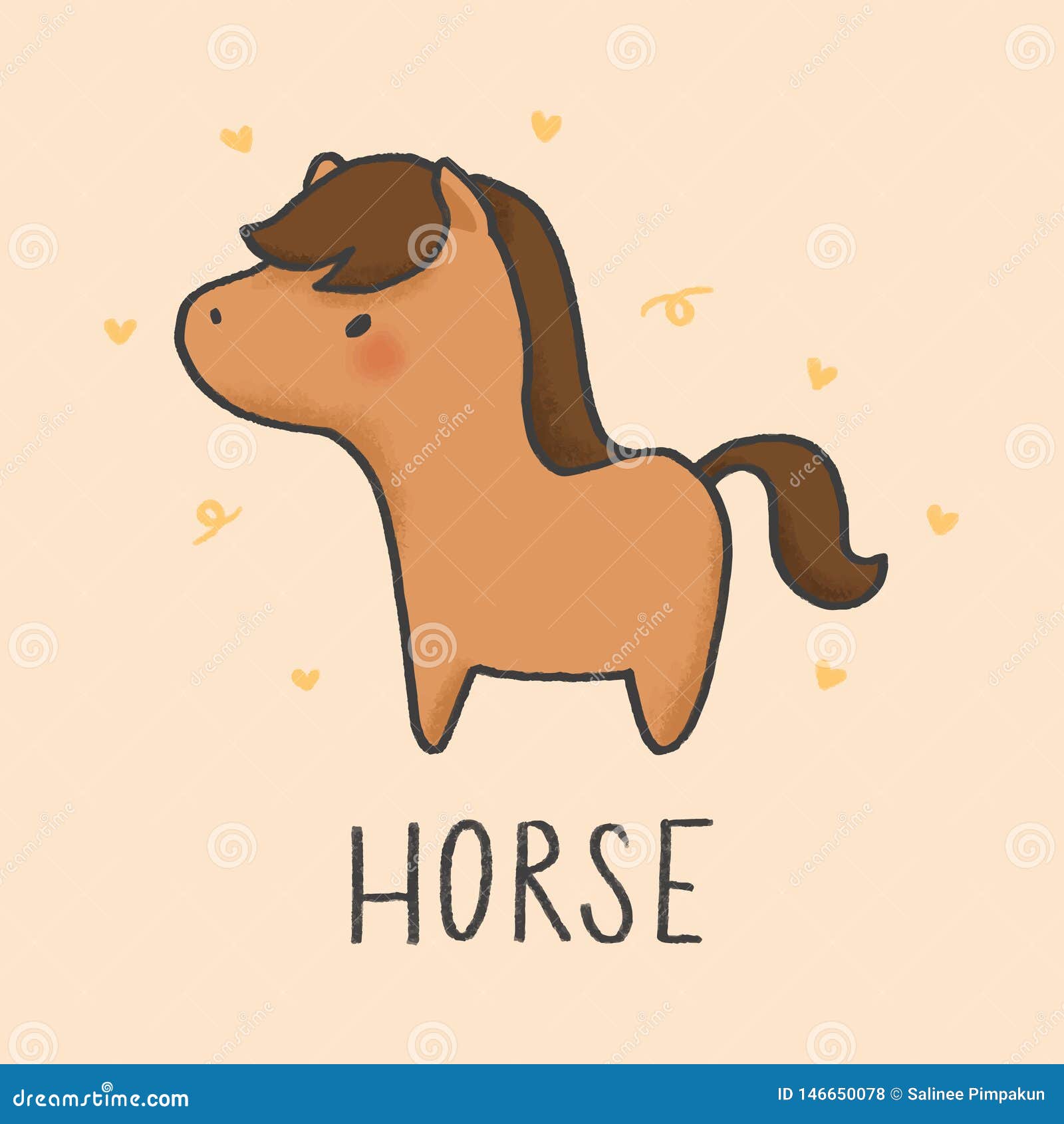 Cute Horse Cartoon Hand Drawn Style Stock Illustration - Illustration of character, color: 146650078 Cute Horse Cartoon Hand Drawn Style Stock Illustration - Illustration of character, color: 146650078