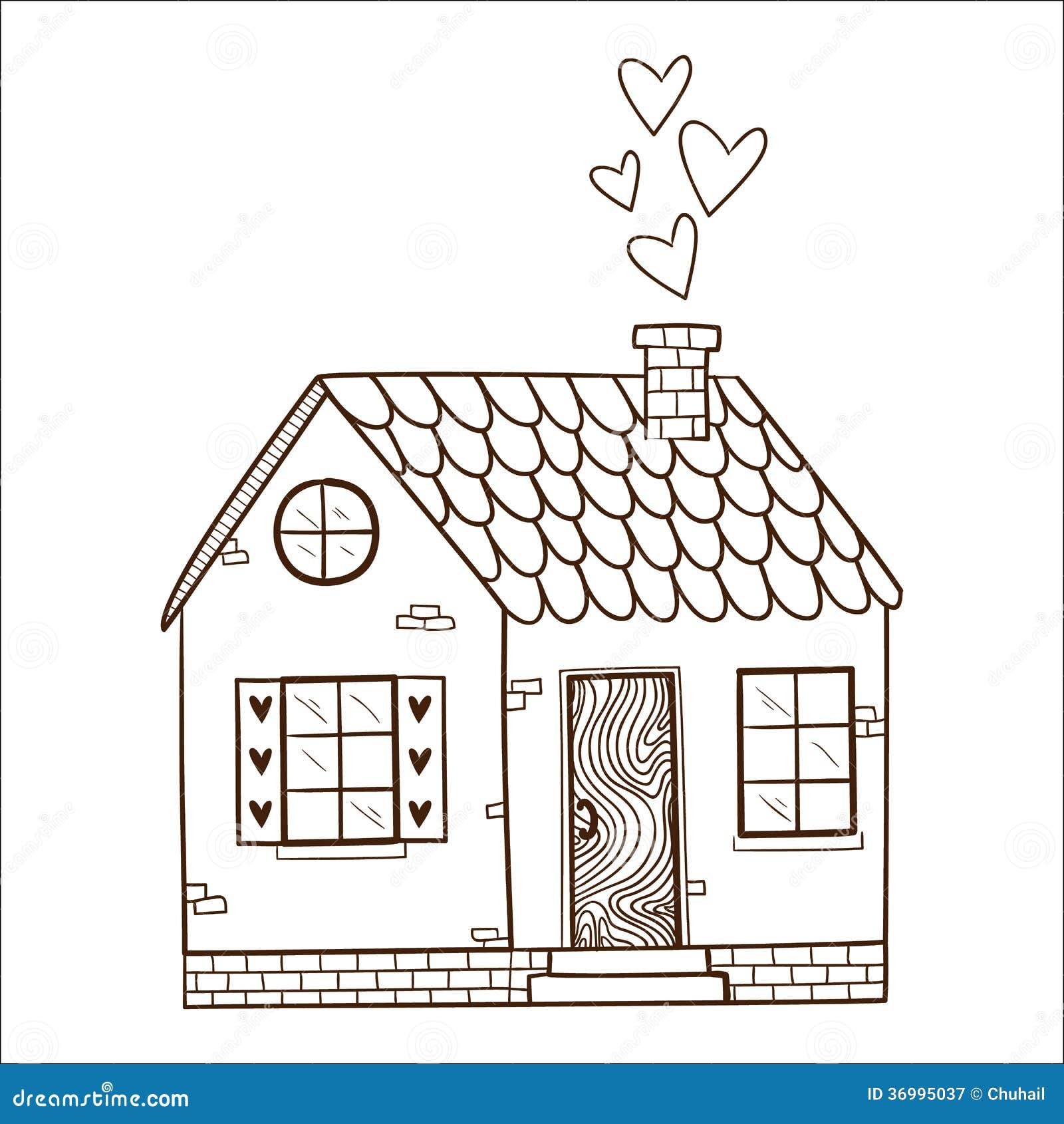 Cute House With Hearts. Royalty Free Stock Photography Image 36995037