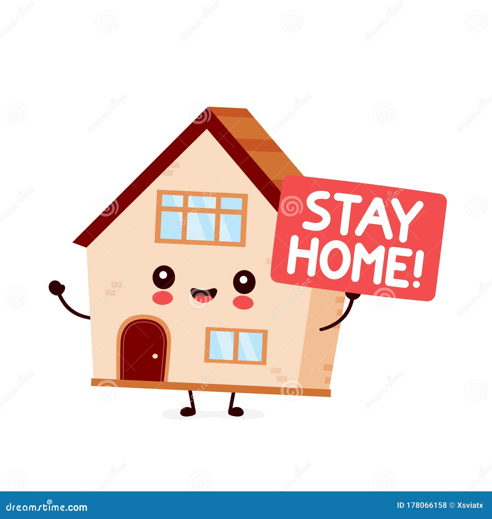 Cute House Hold Sign Stay Home Stock Vector - Illustration Of Epidemic,  Happy: 178066158