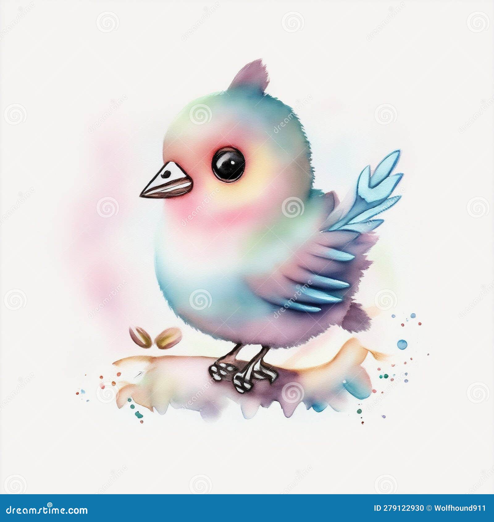 A Cute Illustration of a Baby Vintage Watercolor Bird. Generate Ai ...