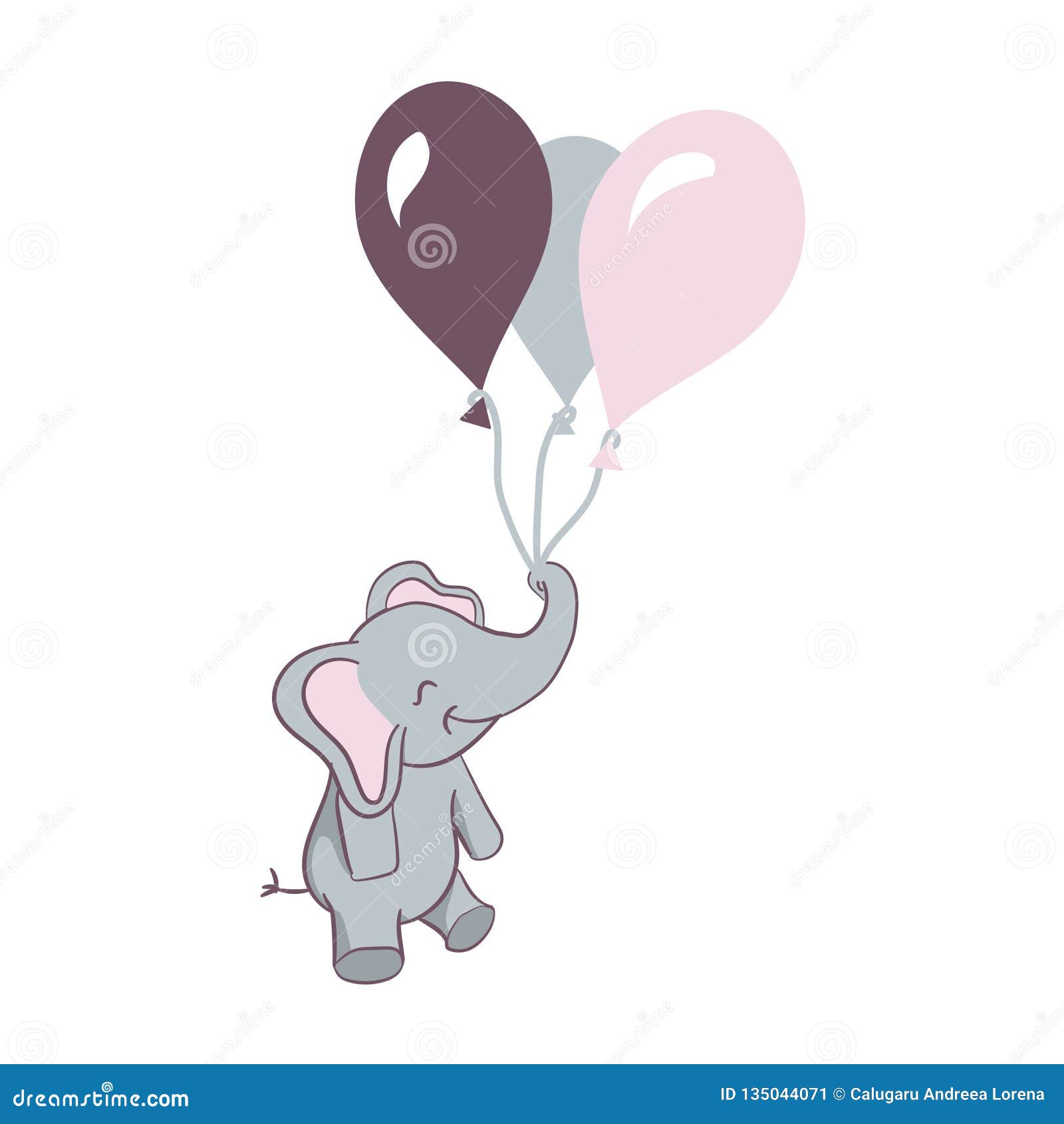 Cute Elephant with Balloons Stock Vector - Illustration of childhood