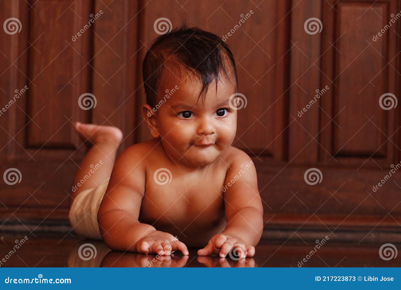Cute Indian Baby Boy Lying on the Floor with Lovely Smile Stock Image -  Image of face, care: 217223873