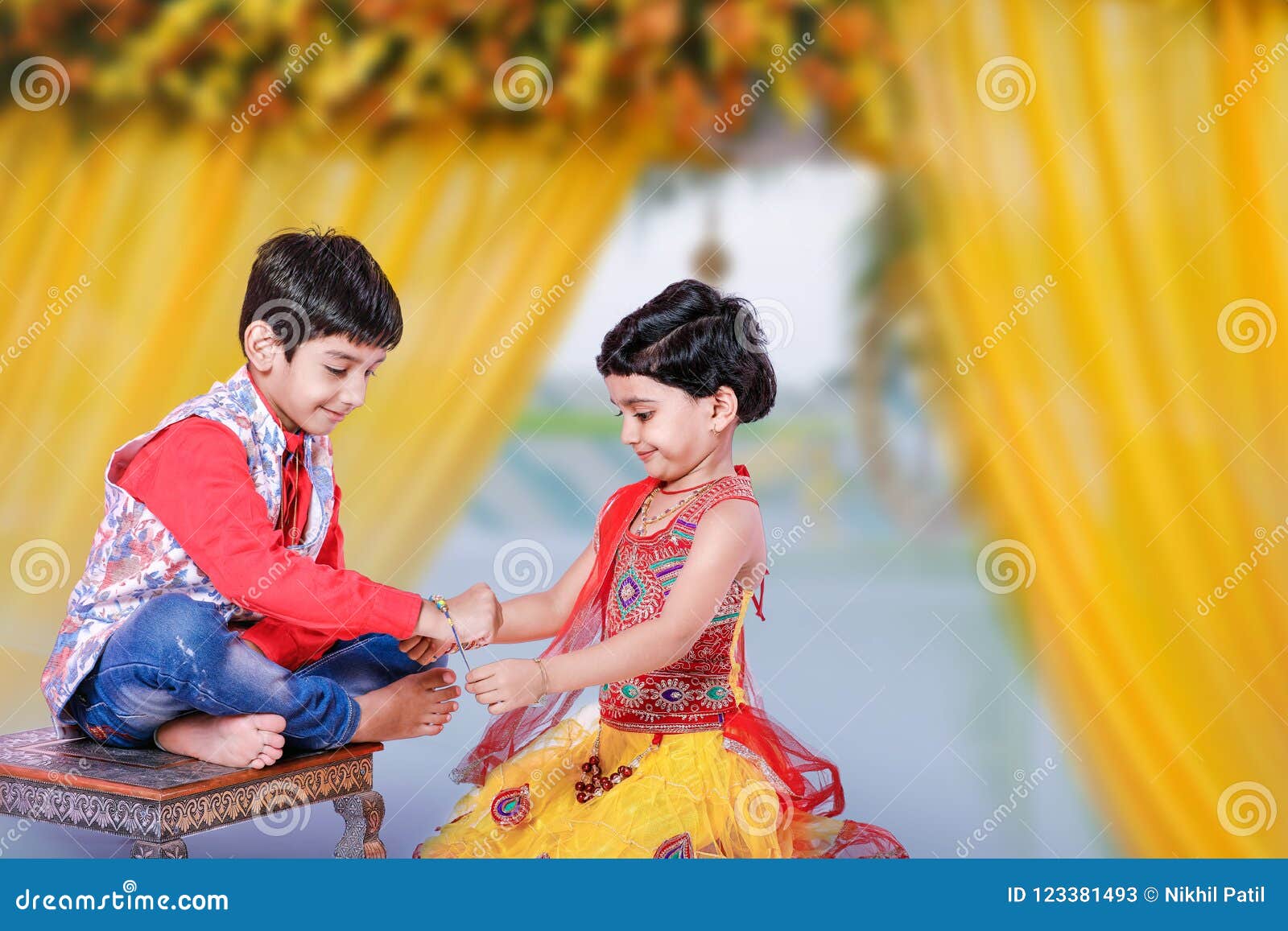 Cute Indian Child Brother and Sister Celebrating Raksha Bandhan ...