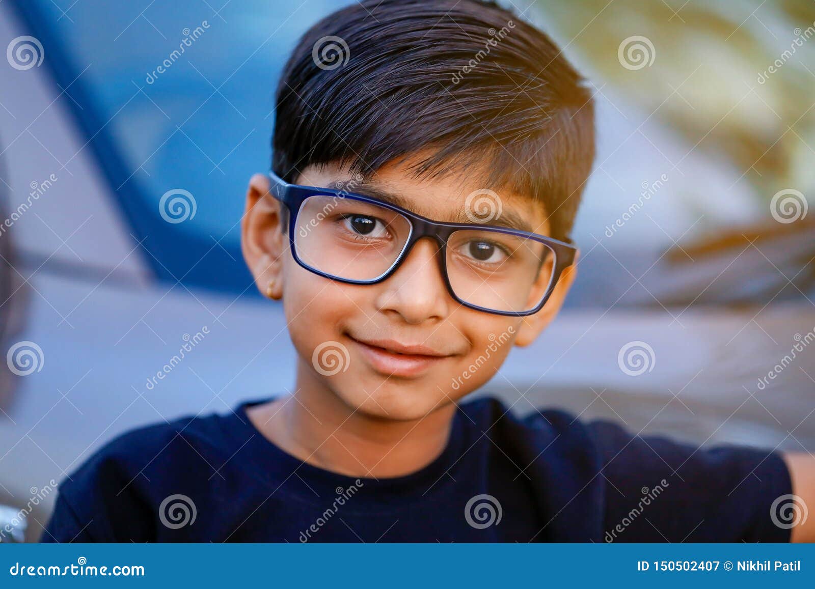 Cute Indian Child Wear Eyeglass Stock Image Image of casual, child