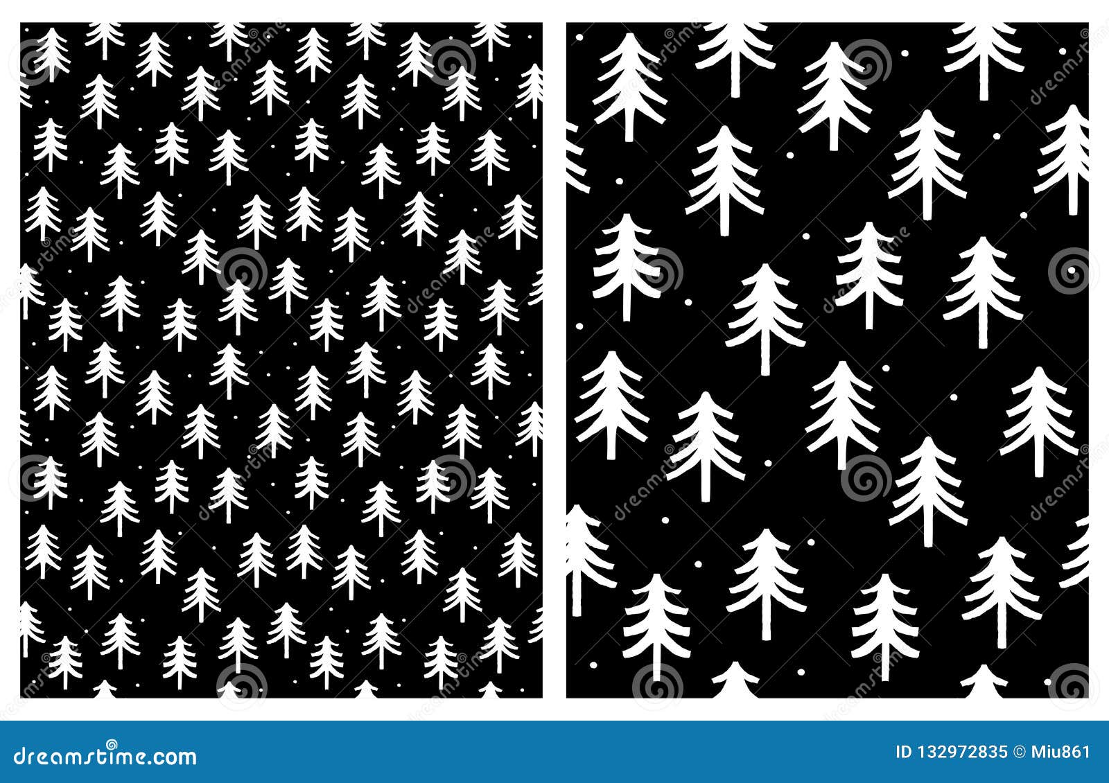 cute infantile style white christmas trees. simple winter abstract .