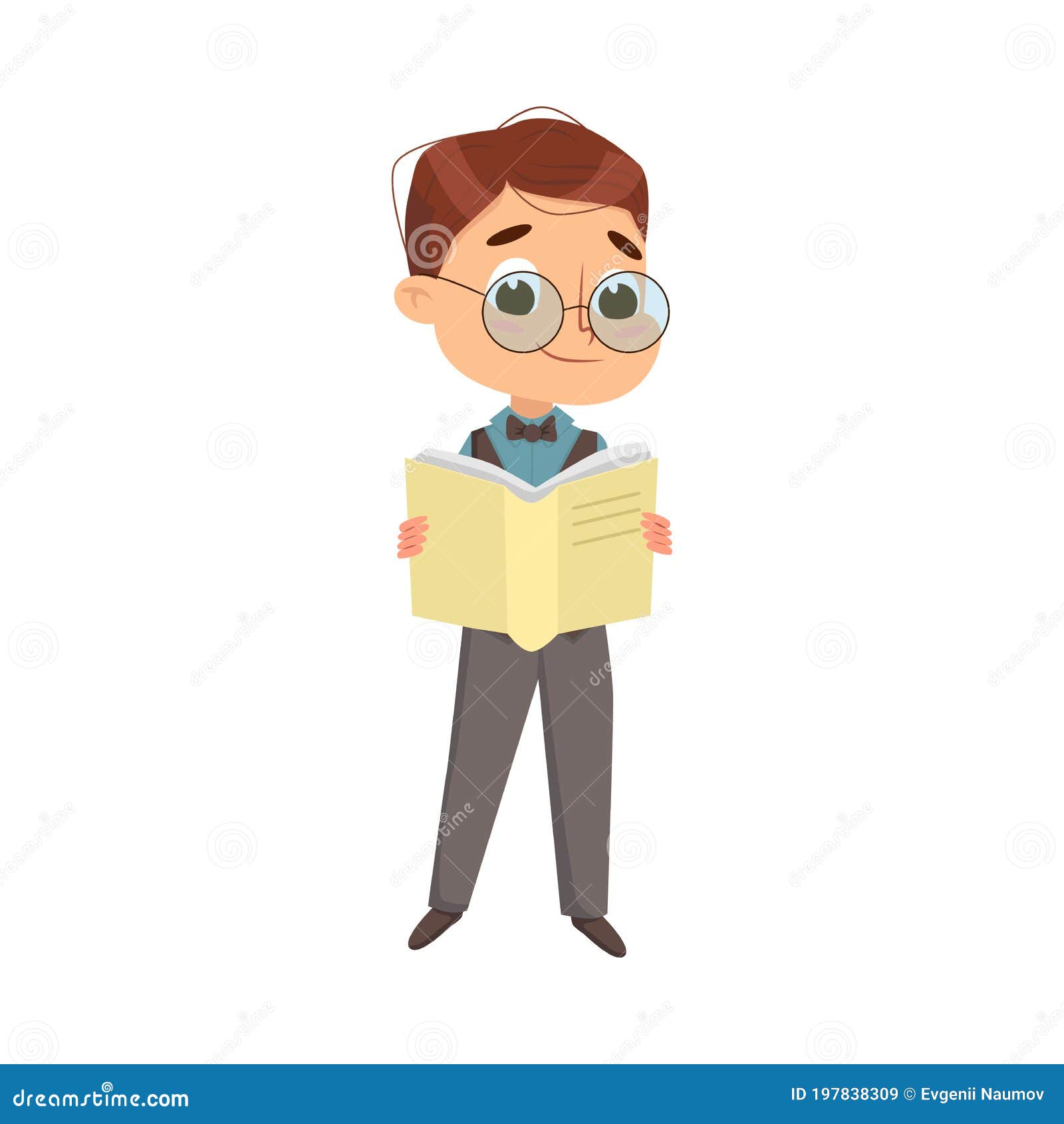 Cute Intelligent Boy Standing and Reading Book, Education and Knowledge  Concept Cartoon Style Vector Illustration Stock Vector - Illustration of  literature, cartoon: 197838309
