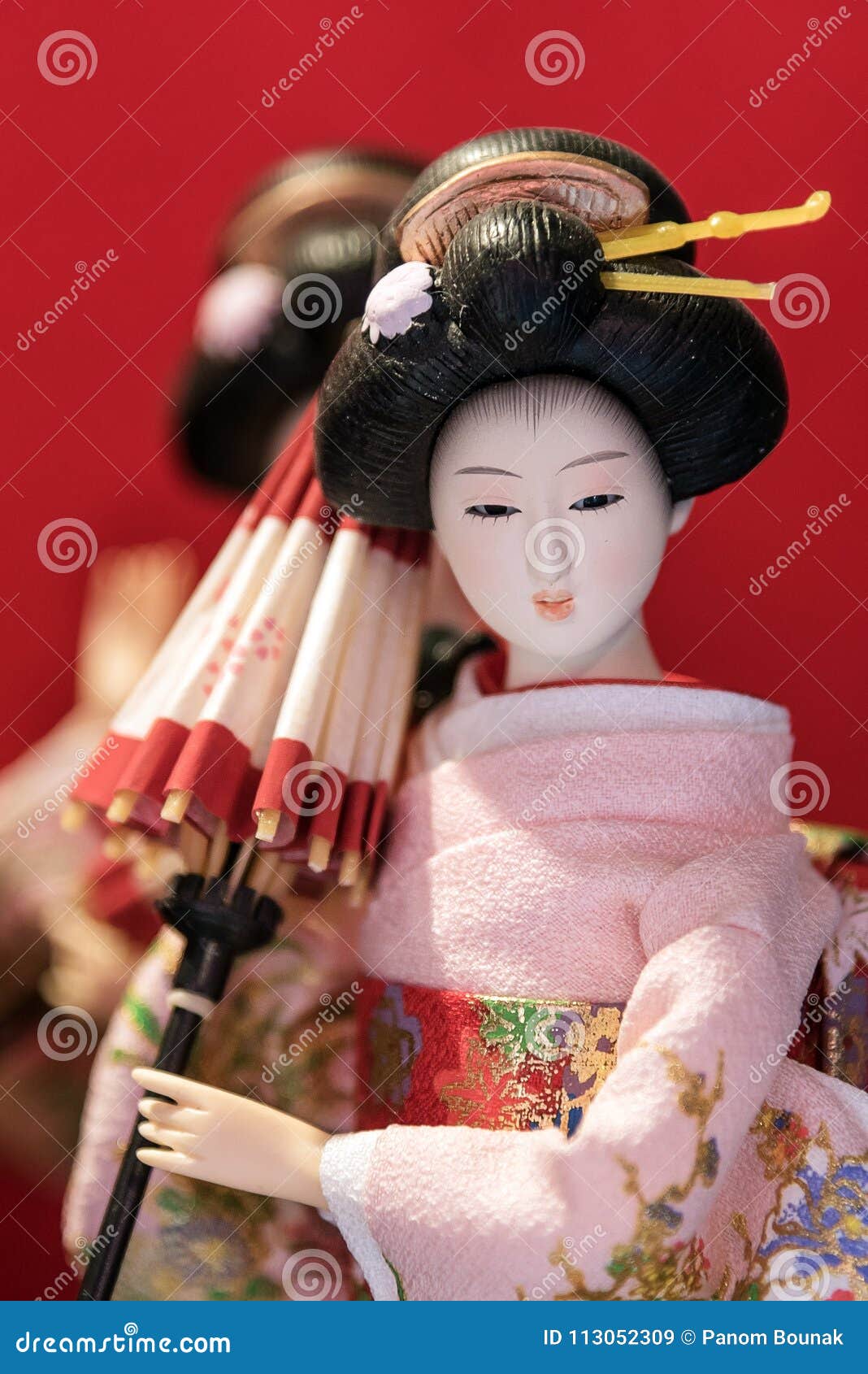 Cute Japanese Traditional Doll in Kimono Costume Stock Image - Image of ...